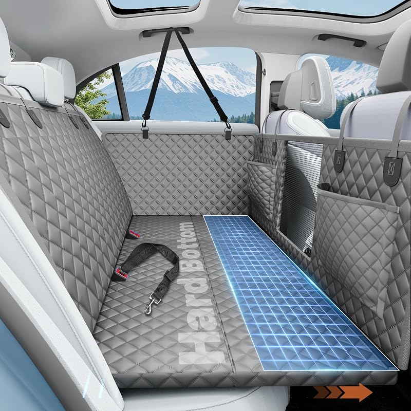 Capa para Banco Traseiro de Carro para Cães com Base Rígida e Impermeável HikeSeptPals Cinza (L)