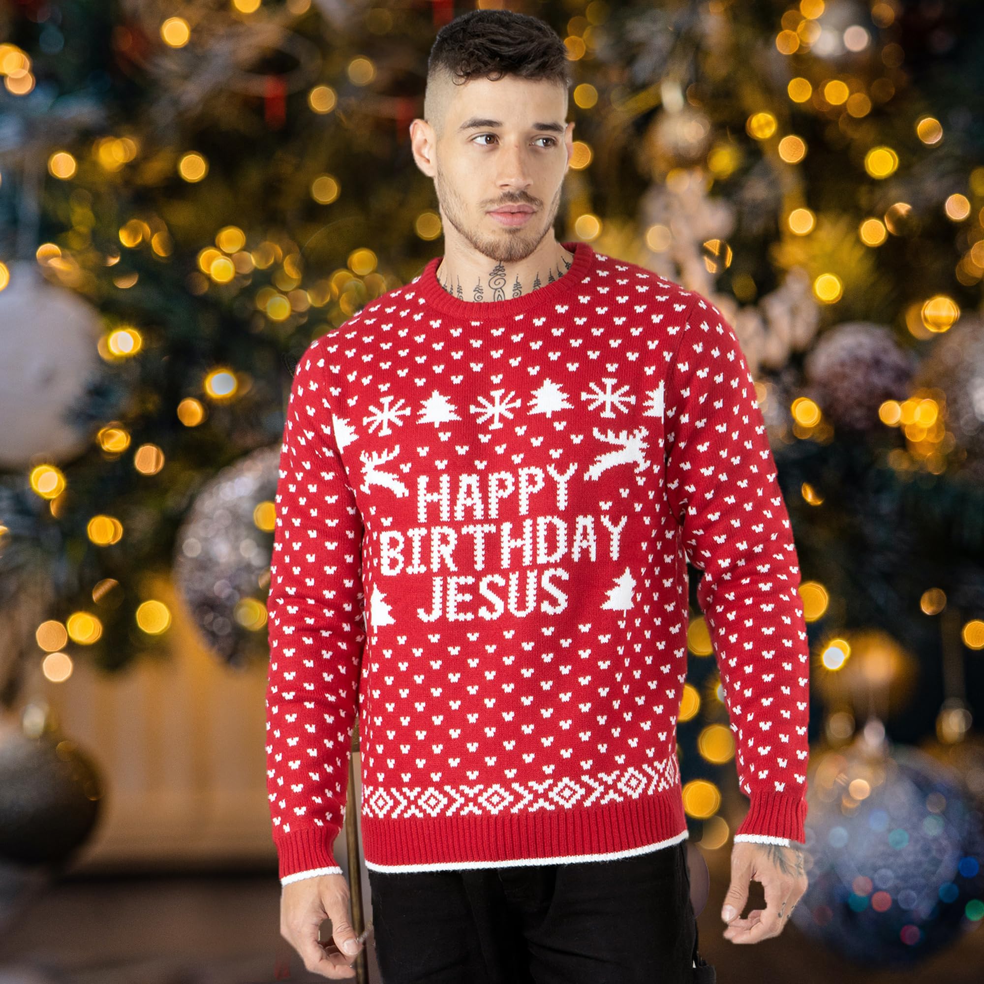 Norozemens Novelty Happy Birthday Jesus Merry Christmas Jumper
