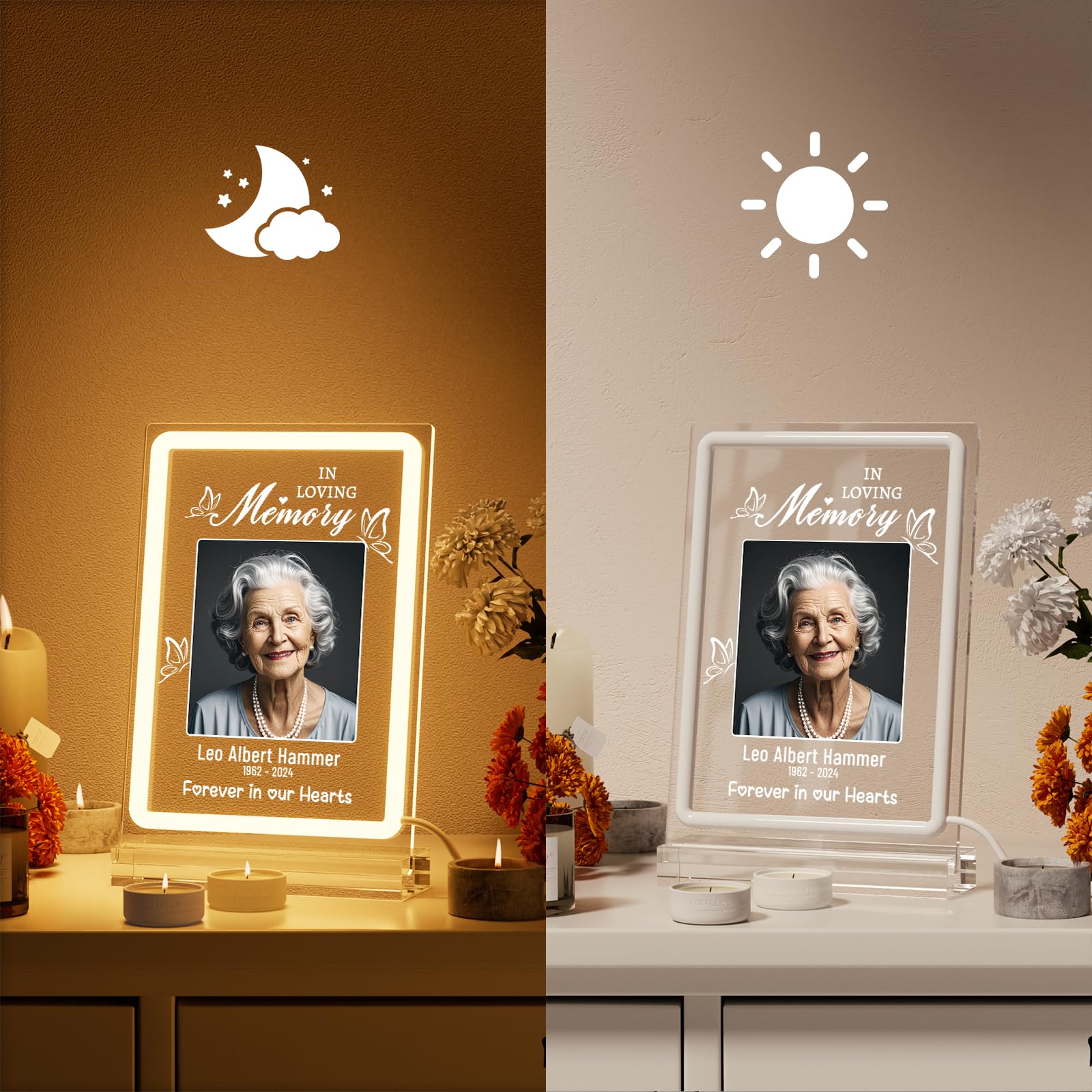 Cornice commemorativa: regalo di condoglianze per la perdita di una persona cara (16x16) - Italia