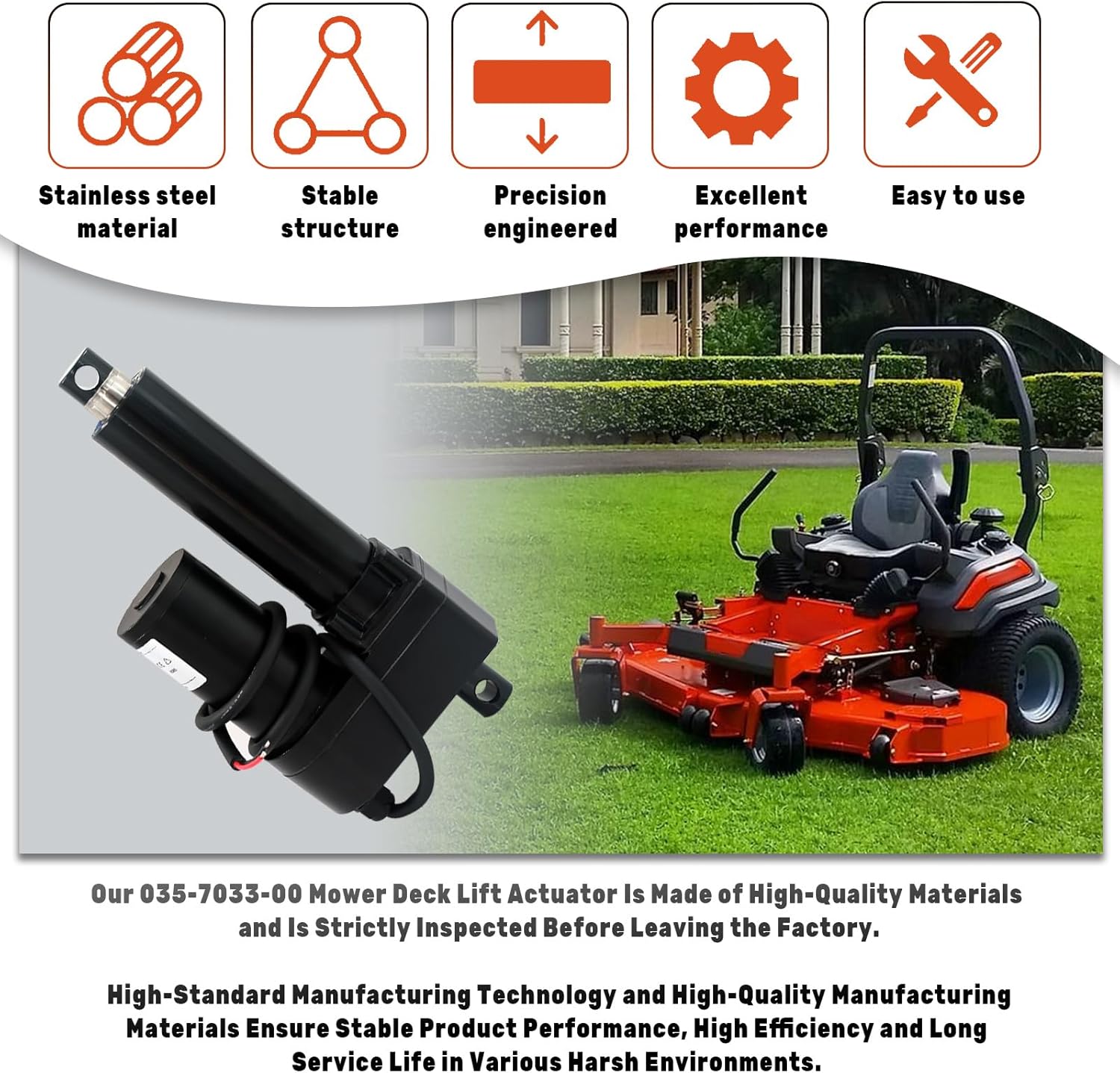 035-7033-00 Mower Deck Lift Actuator Compatible with Bad Boy Lawn Mower ZT Elite CZT AOS Compact Diesel Pup and Lightning Outlaw XP Stand-On Diesel 1100cc 1500cc Replace # 635-7033-00