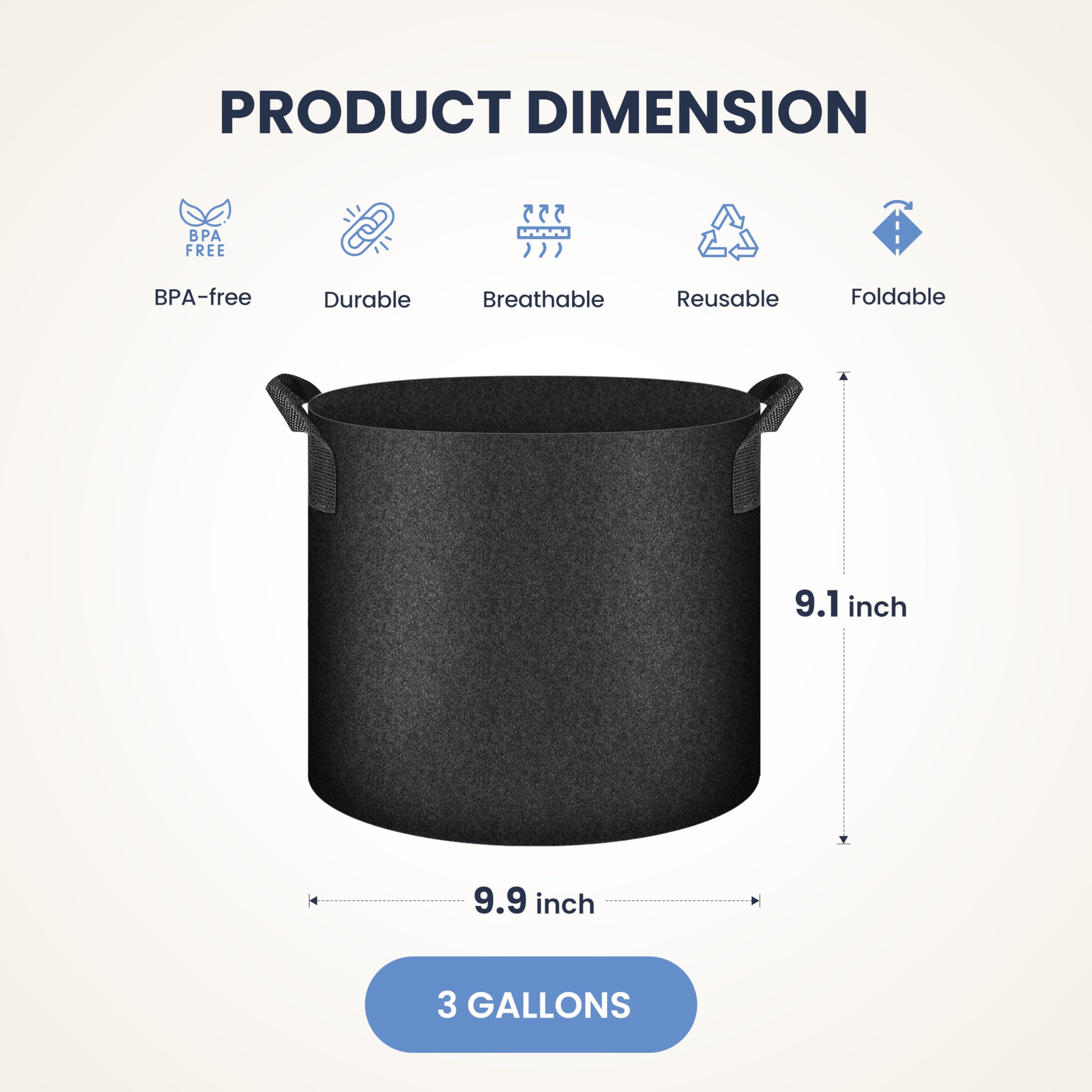 Simple Deluxe Storage Bins 10 Pack Heavy Duty Fabric Baskets with Handles, 300G Breathable Closet Organizer Boxes for Clothes/Toy/Linen in Shelves/Bedroom/Nursery, Washable & Foldable, 9.9''DX9.1''H