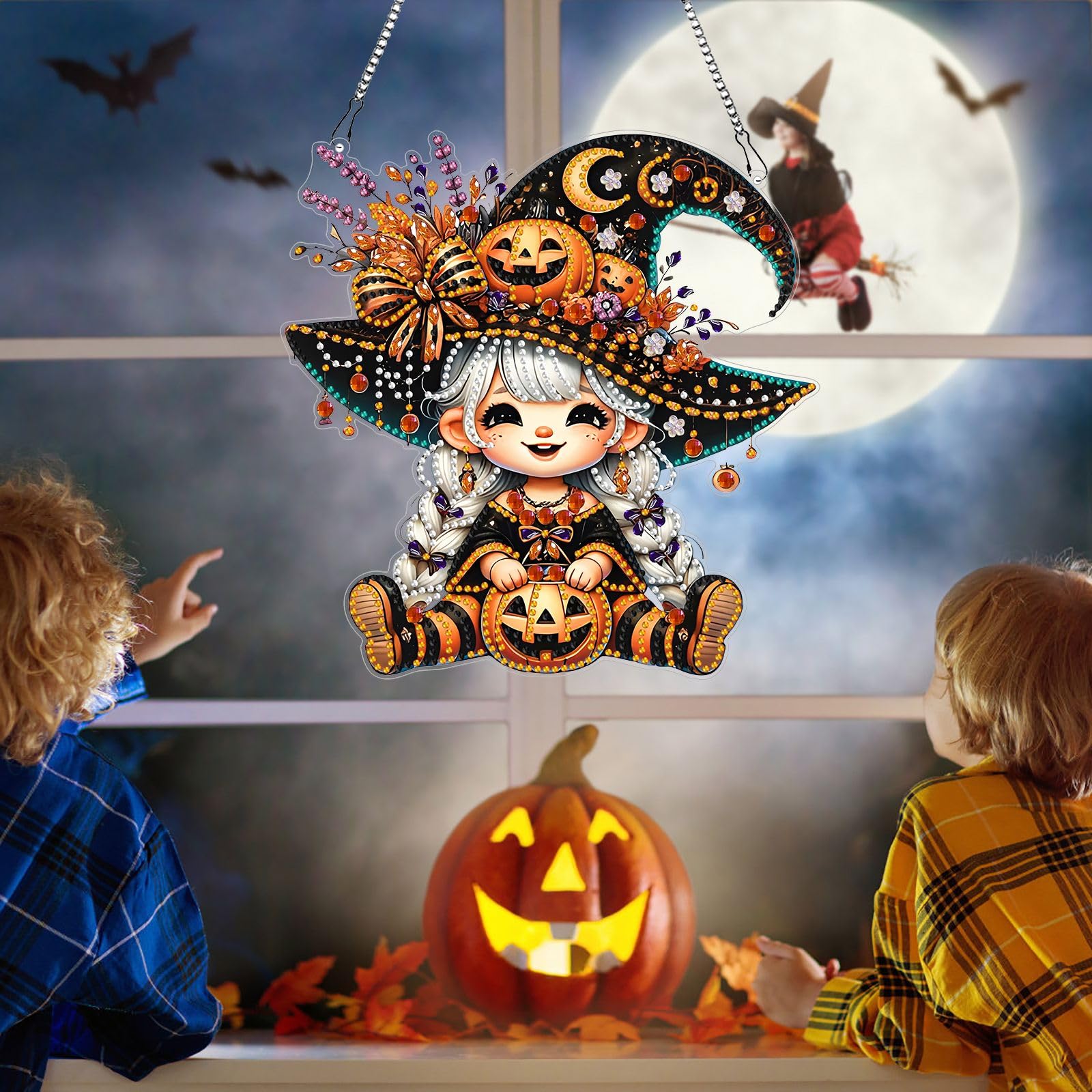 Bowetile Halloween Diamond Painting - Hexen Anhänger Mit Kette DIY Set