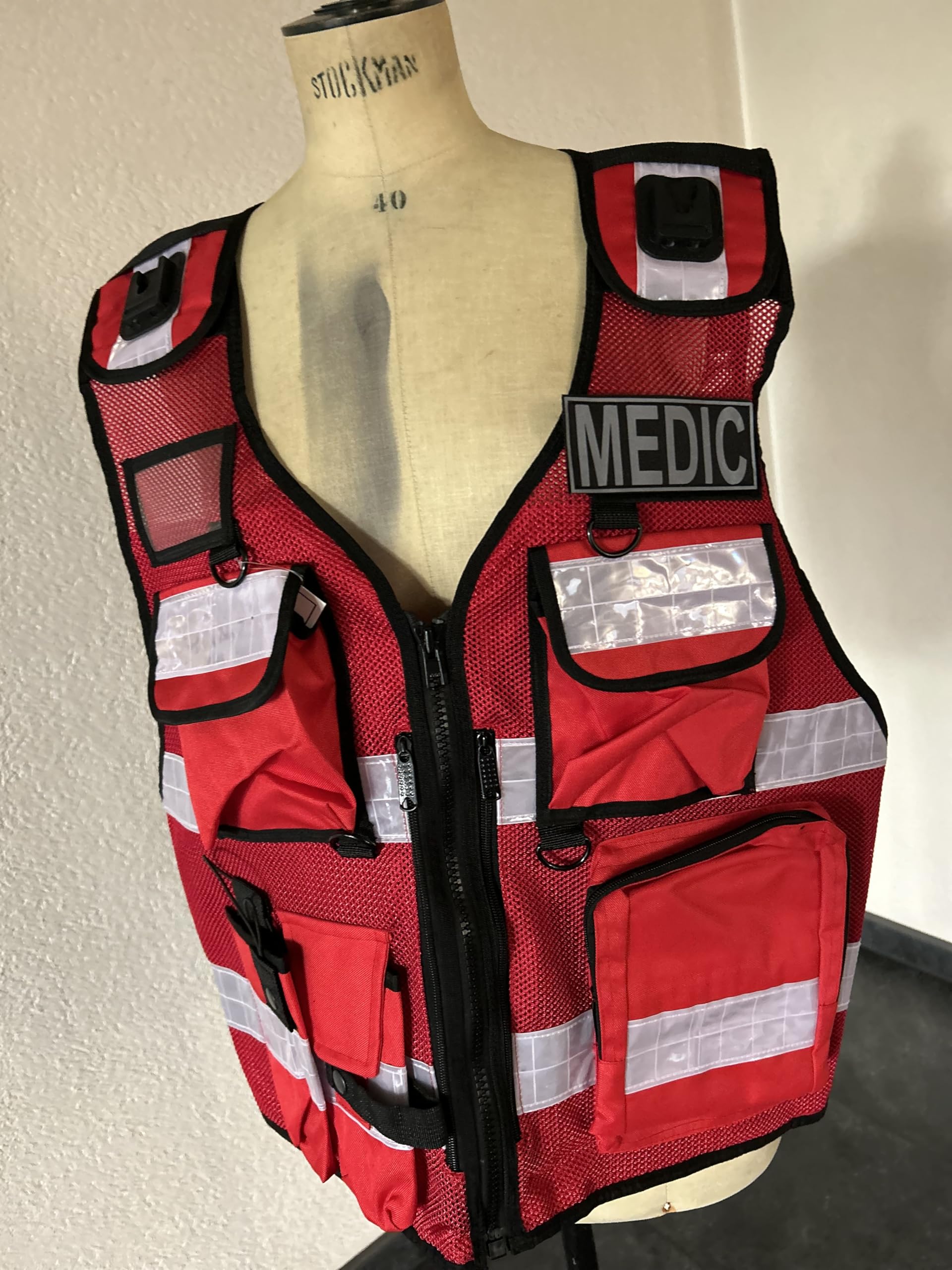 Sicherheitsweste Rot + 2 Patch MEDIC Reflektierend 211 | 2 Patch MEDIC, Reflektierend, 211