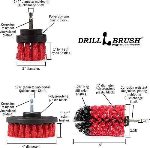 Miniatura 6 de Paquete de 7 cepillos de taladro  Juego de accesorios de cepillo de fregado rígido y de rigidez media  Hormigón  Cubierta  Patio  Limpieza de