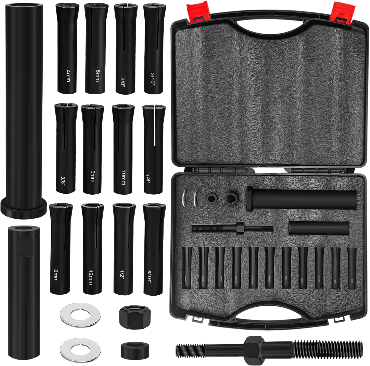 95400 in-Line Dowel Pin Puller Master Set, Efficient Dowel Pin Puller Tool Includes Both SAE and Metric Collets, Dowel Dismantling Tools Reducing Work and Saving Time