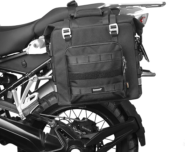 abamita Motorcycle Saddlebag Waterproof Luggage Bag Quick Release Motorcycle Side Bag 25L Fits Most Adventure and Sports Bike Motorbike Racks (Black, 1 pcs)