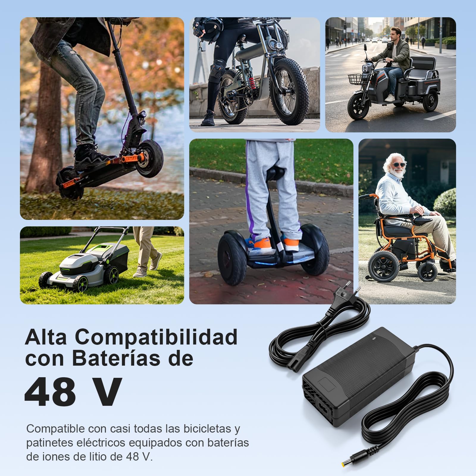 Cargador de batería de litio de 54,6 V 2 A para Kukirin G2 Pro/Kukirin G2 Max, para Xiaomi 4 Ultra/5 Pro, cargador de batería de litio de 48 V de repuesto con conector de interfaz 9 en 1