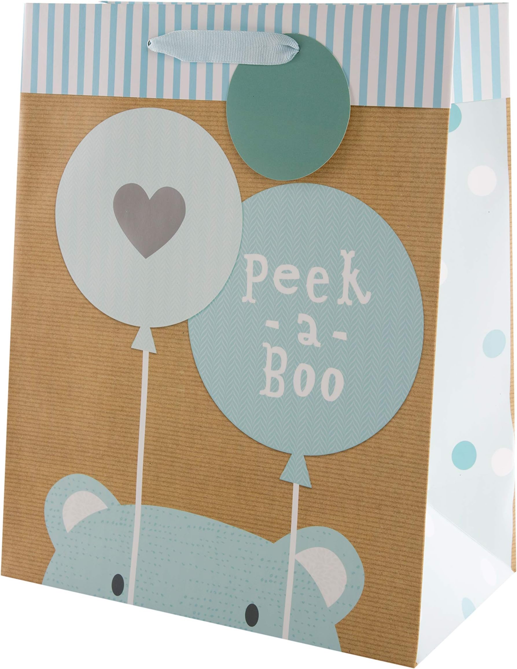 Large Multi-Occasion Gift Bag - Blue 'Peek-a-Boo' Bear Design