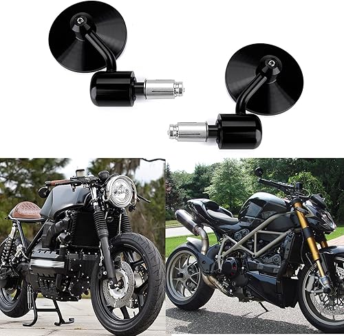 Espejos laterales redondos para motocicleta de 7/8" en el extremo del manillar, compatibles con motos de calle, Cafe Racer, motos deportivas,