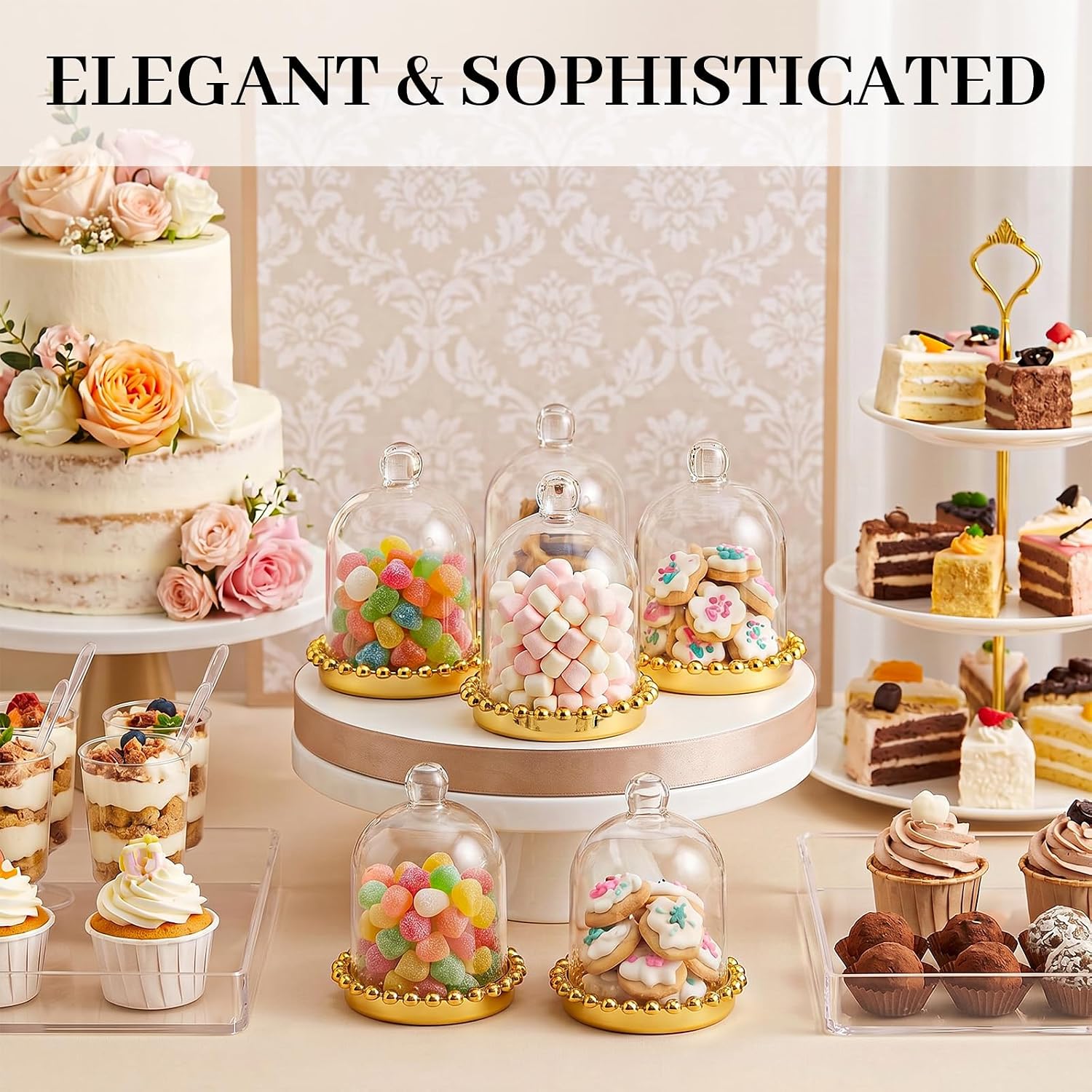30 Pack Crown Candy Boxes Bulk, Plastic Candy Box with Dome Lid, 3.07 Inches Diameter Gold Mini Crown Jars for Wedding, Birthday, Dinner Party Favors and Decorations image 4