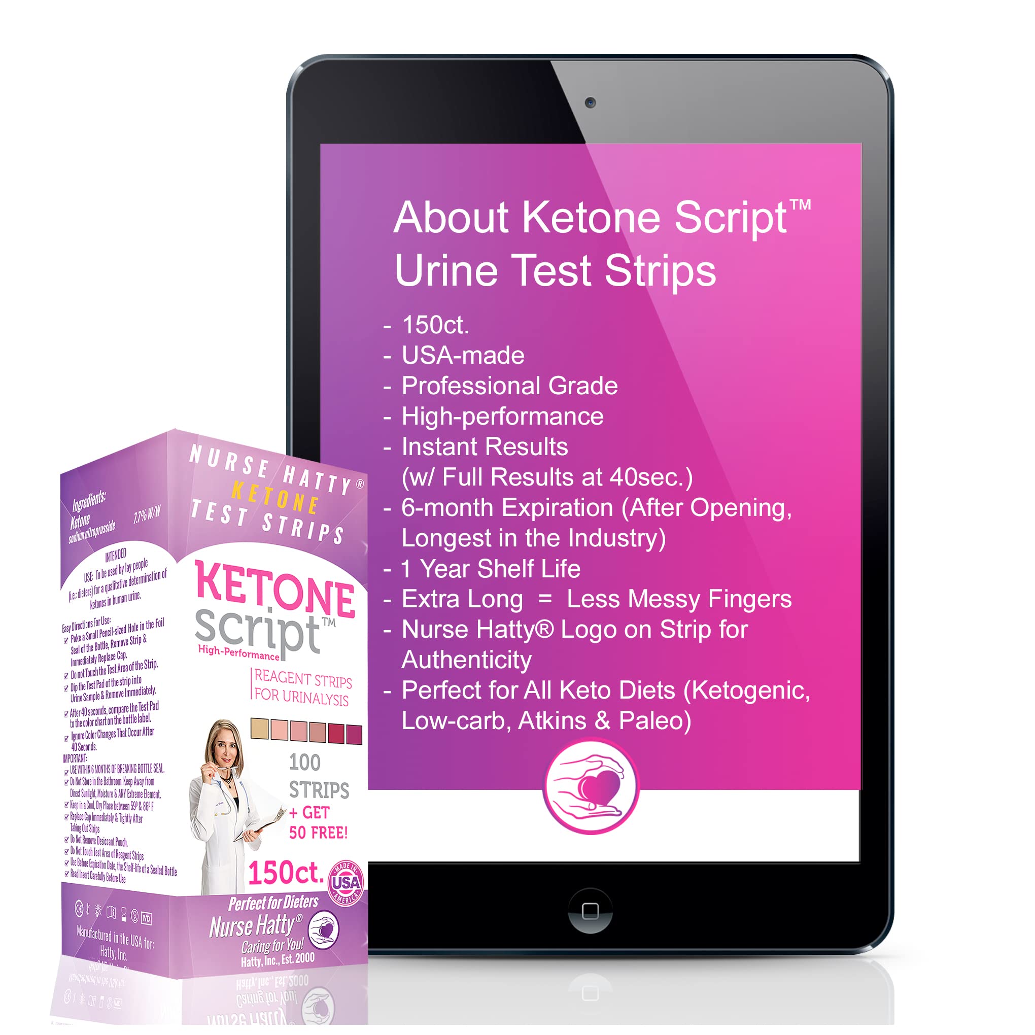 Nurse Hatty 150 Keto Test Strips with Free 300+ Pages of eBooks & Free