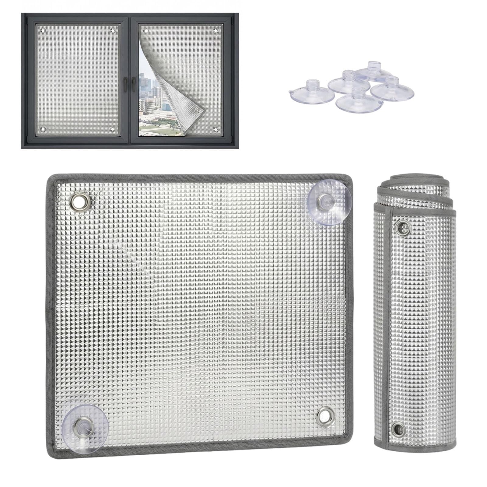 Pellicola Anti-Calore Per Vetri Finestre, Pannello Termoisolante Oscurante | Privacy Caldo E Freddo, Protezione Solare Interne, Con Ventose Per Veranda Balcone Tetto Camper(100x290cm)