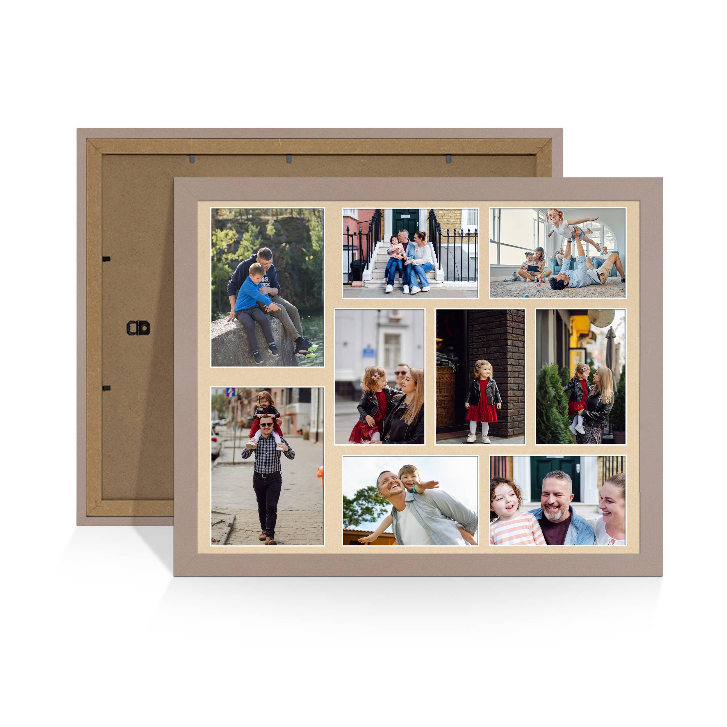 Alison Kingsgate Rose Gold 20x16 Photo frames for multiple pictures -9 Apertures Collage Frame with Ivory Mount - Holds (2x) 7x5 & (7x) 6x4 Photos - Engineered Wood & Perspex