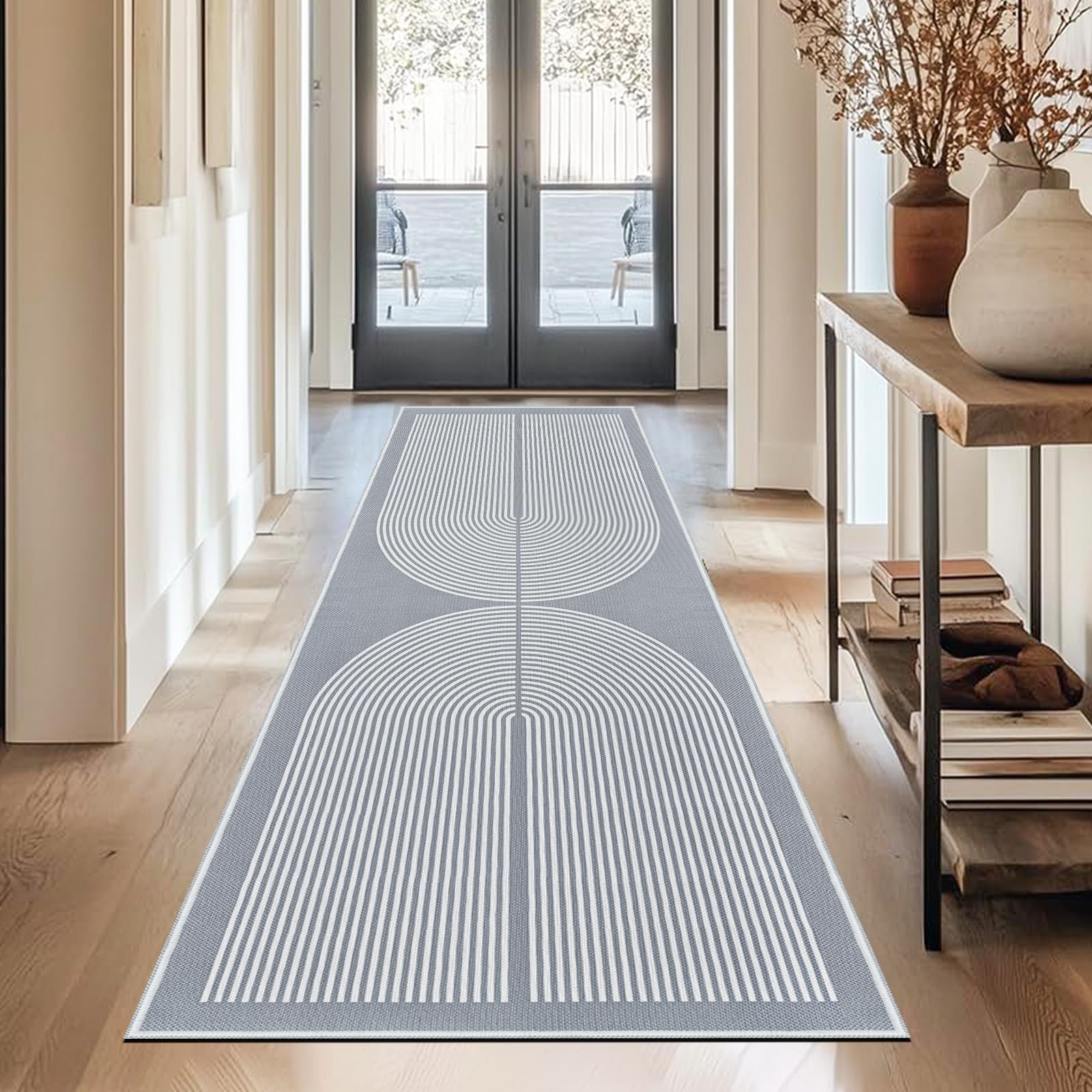 Capslpad Teppich Läufer Flur Karierter Jute Aussehen KüchenTeppich Natürlich Waschbar Teppich Braun rutschfest Wohnzimme Läufer Flur Eingang, Küche, Schlafzimmer, Balkon