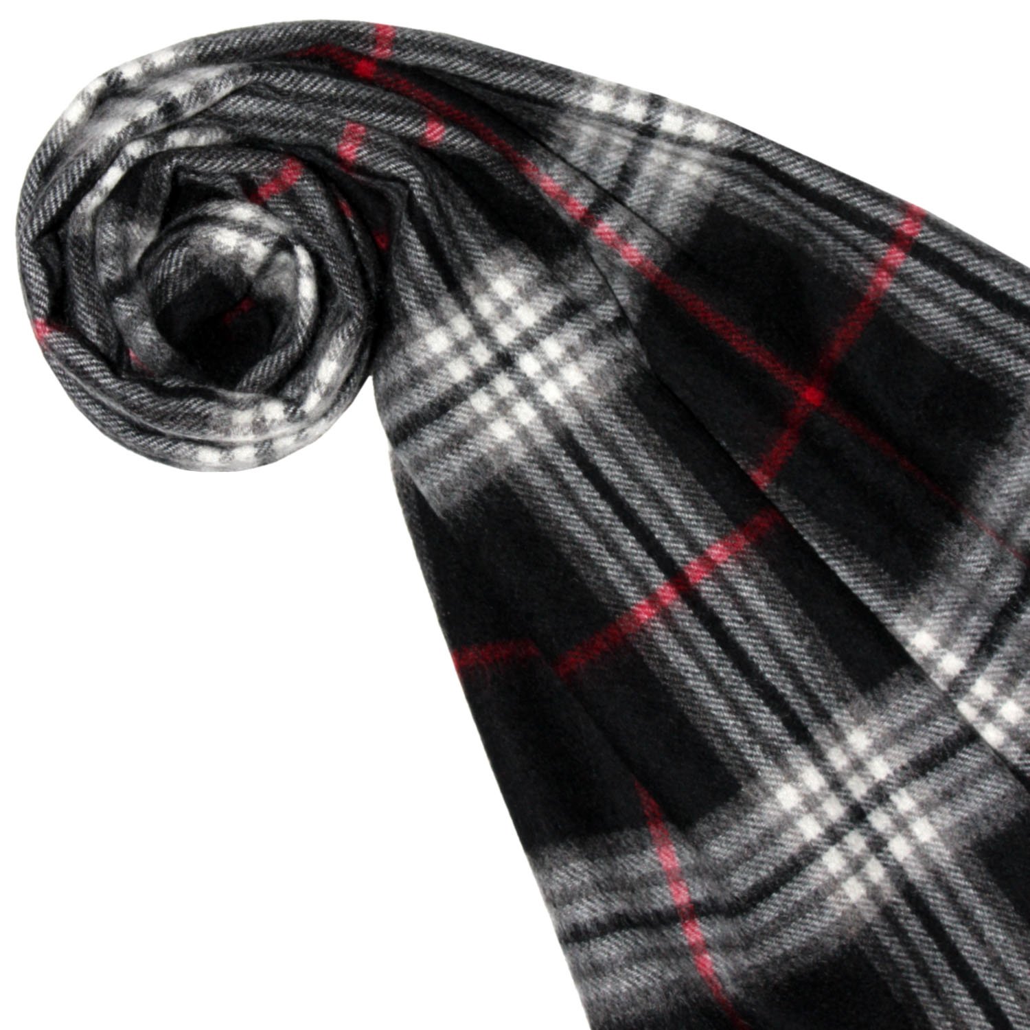 Lorenzo Cana Herren Kaschmirschal 100% Kaschmir Schal extra flauschig Made In Germany gewebt schwarz weiss rot Karo 9321611