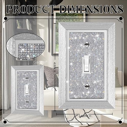 Miniatura 2 de Gaocai 1 placa de pared con diamantes de imitación brillantes, placa de cubierta de interruptor de luz, placa de pared decorativa de una sola