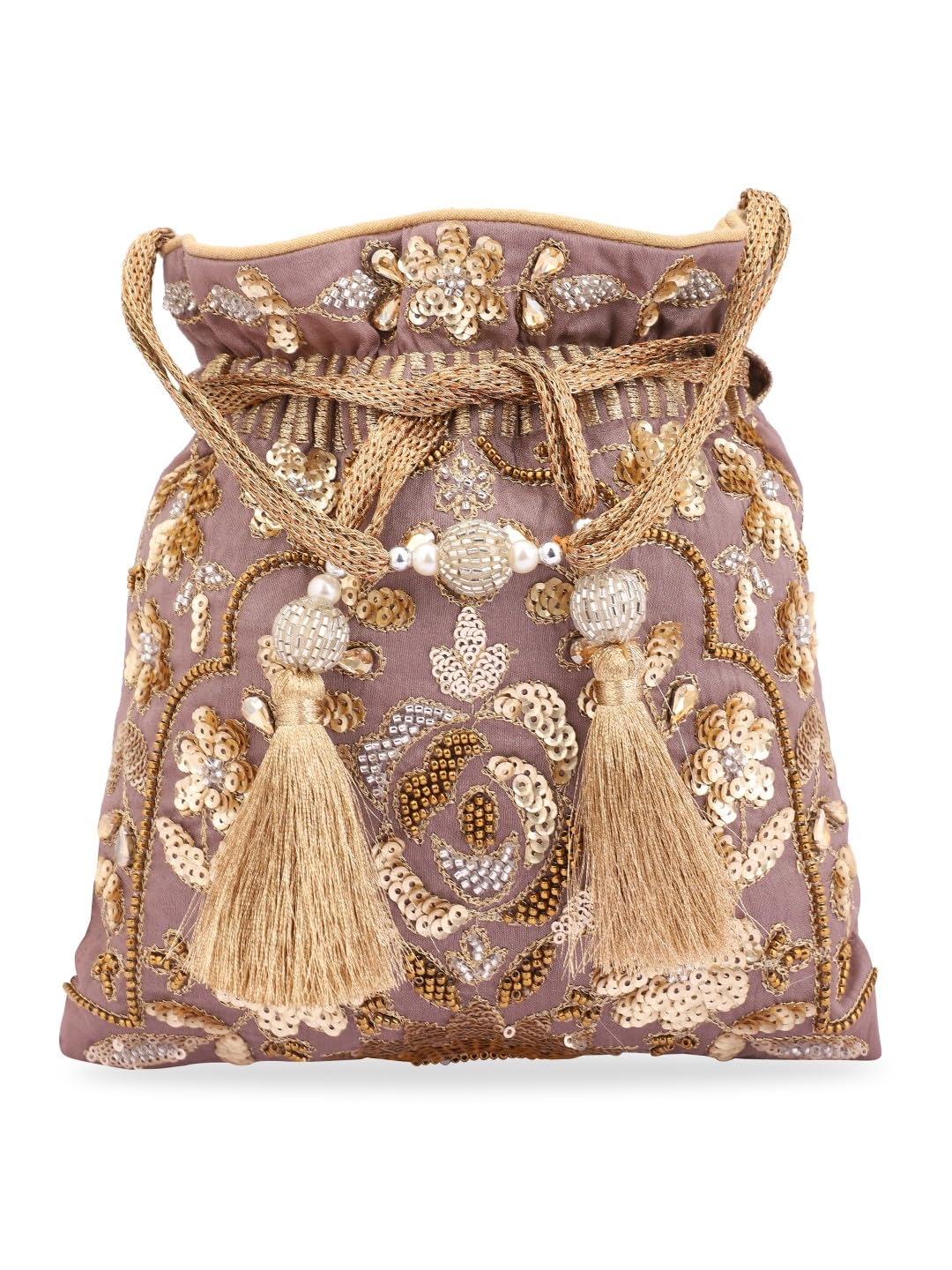 by Q-One Embroidered Silk Potli Bags - Handcrafted for Weddings, Festive Season & Special Occasions with Beads and Sequins - Made in India