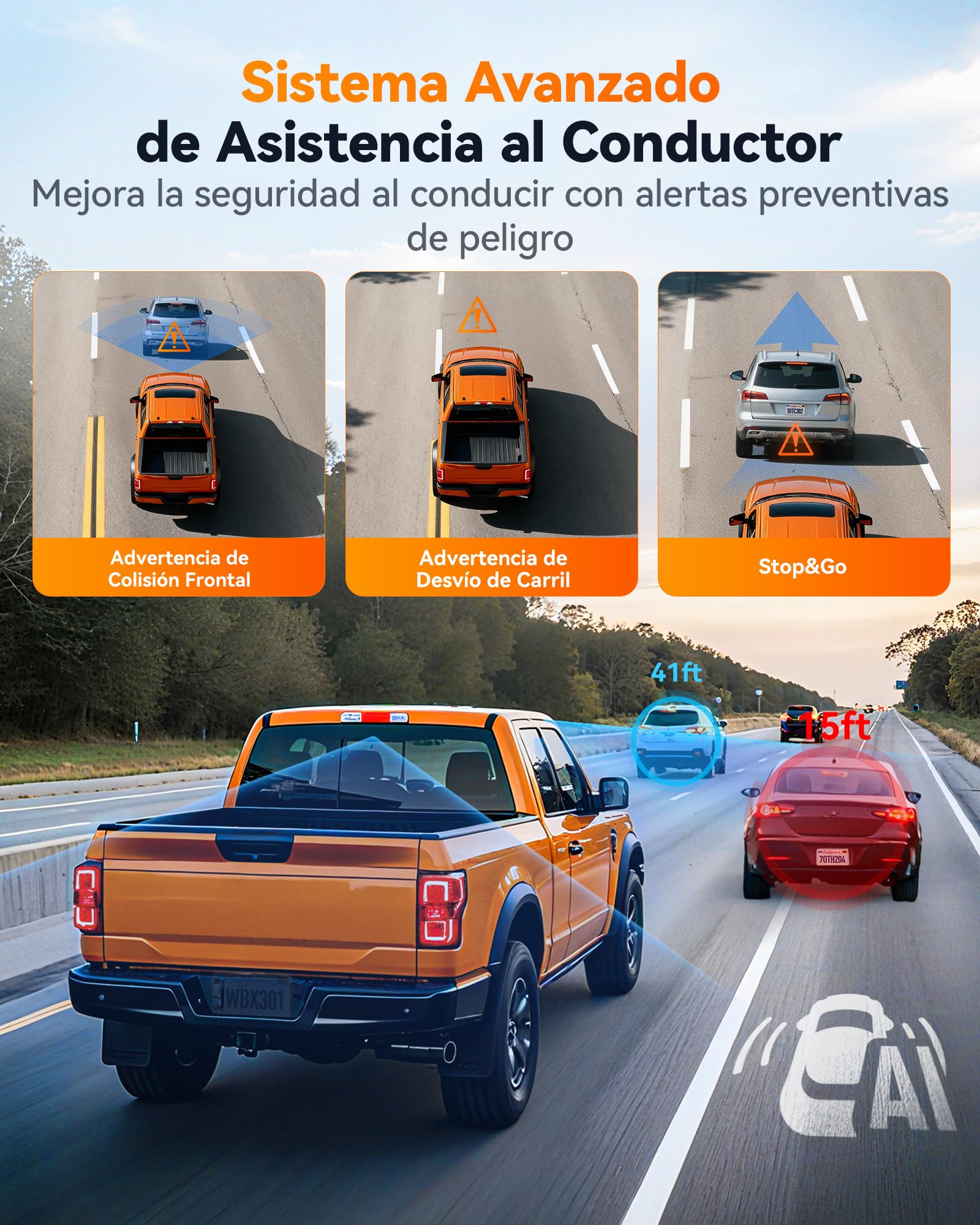 WOLFBOX X3 Pro - Cámara de salpicadero para coche, doble STARVIS 2 IMX 675, 1440P 60 FPS+1440P, ADAS Dashcam para coche, parte delantera trasera, estabilización de imagen con WiFi de 5,8 GHz, control