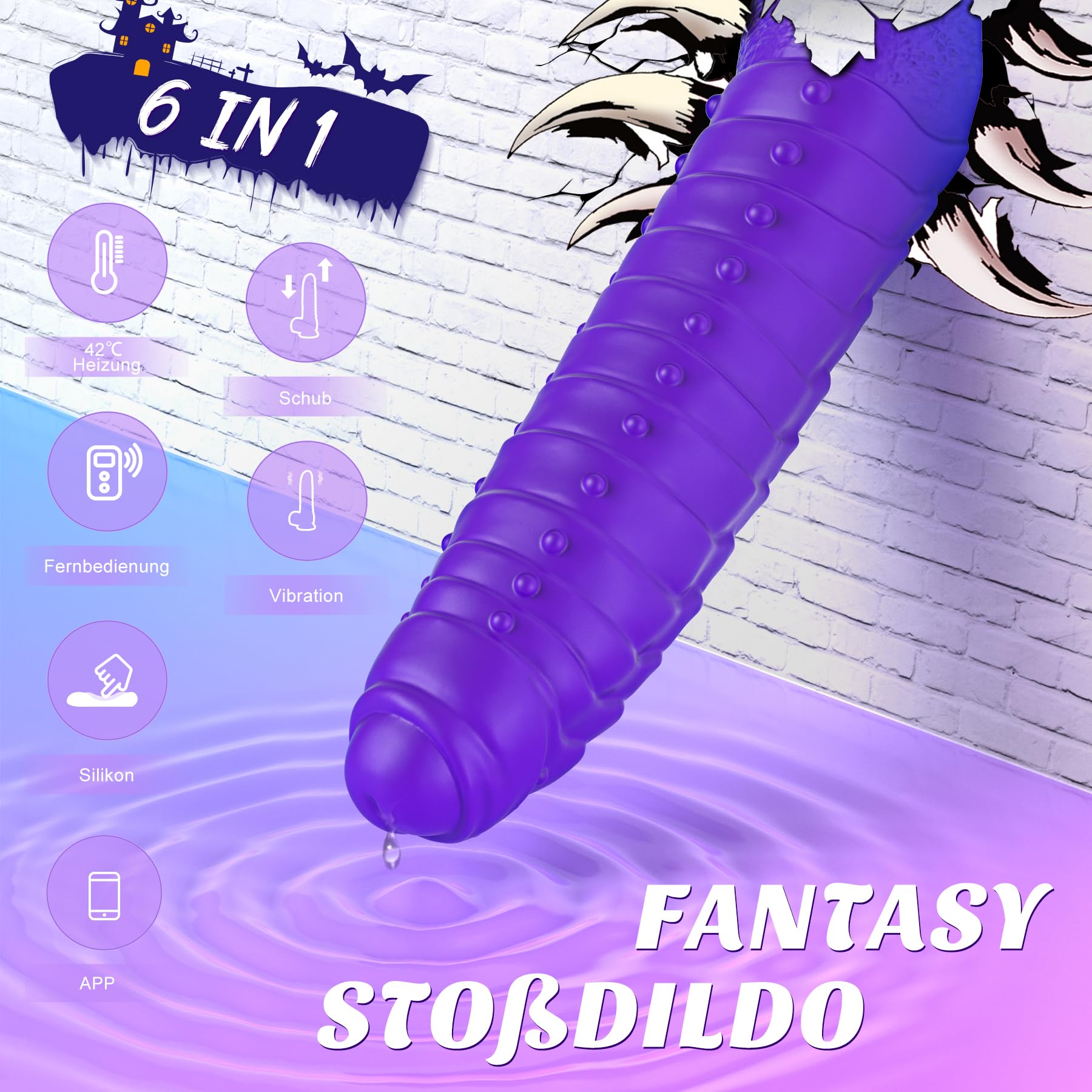 Consolador Vibrador de Empuje con Aplicación - Moster Consoladores Vibración Juguete Sexual Femenino, Consolador Anal de Fantasía para Mujeres, Vibradores de Calefacción Parejas Juguetes Sexuales