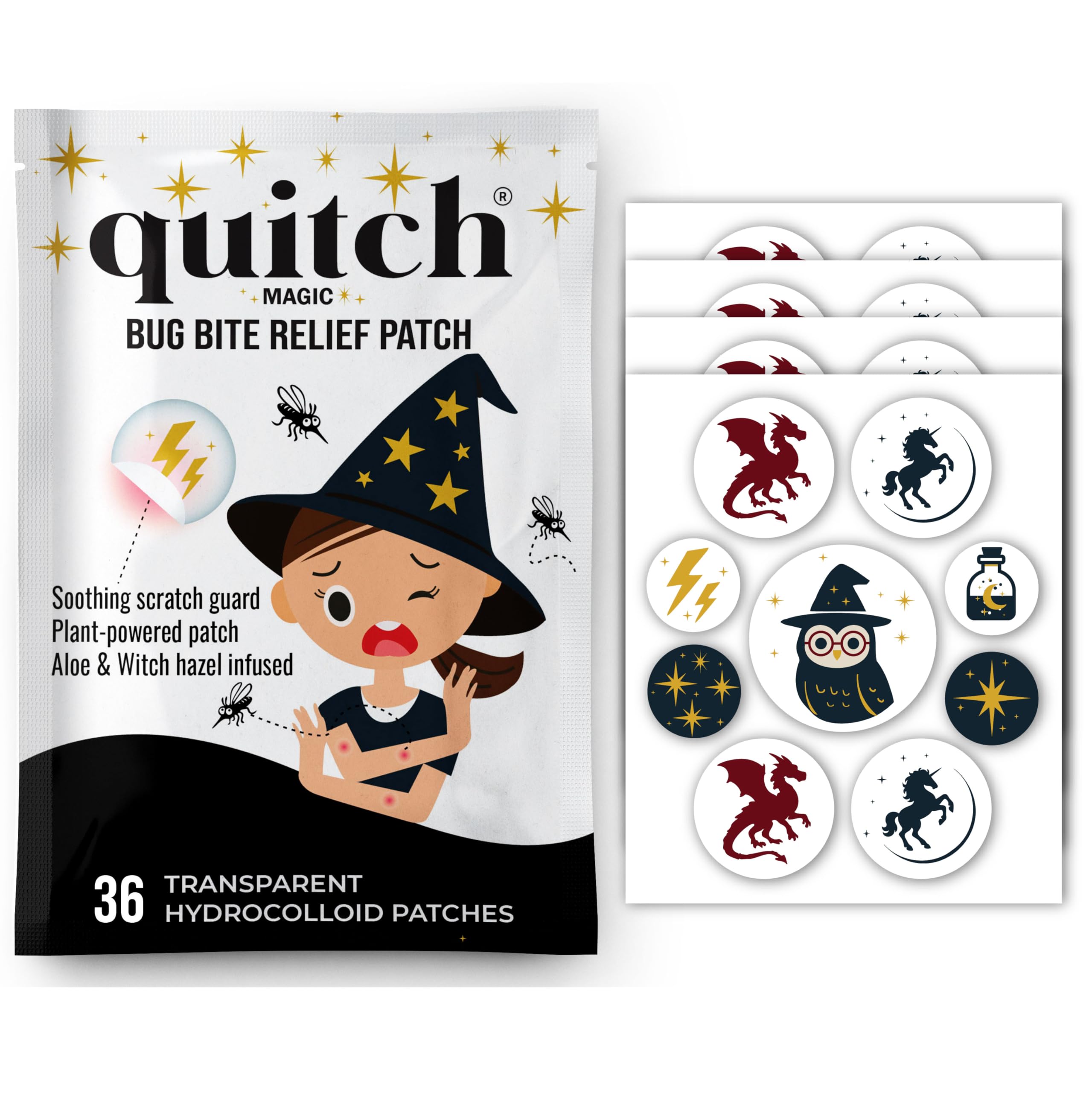 quitch Mosquito Bite Relief Magic Theme Patches, Bug Bite Anti Itch Cream Alternative for Kids and Baby, Insect Bite Relief, After Bite Relief, Travel Essential for Summer Camp, Cruise and Outdoors