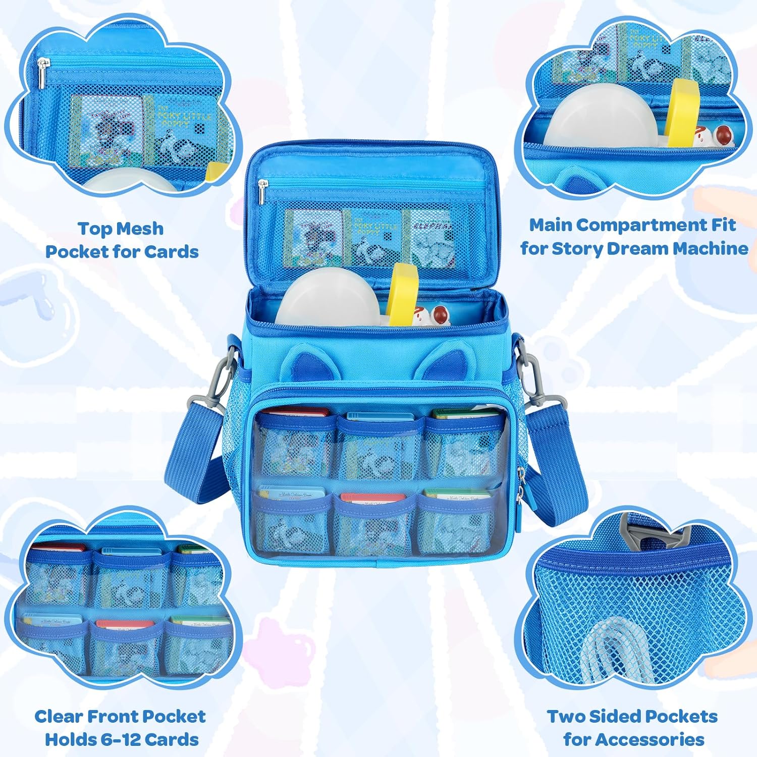 Carrying Case Compatible with Toniebox Starter Set Bundle, Travel Storage Bag Compatible with Little Tikes Story Dream Machine Books Starter Set, Blue(Bag Only)