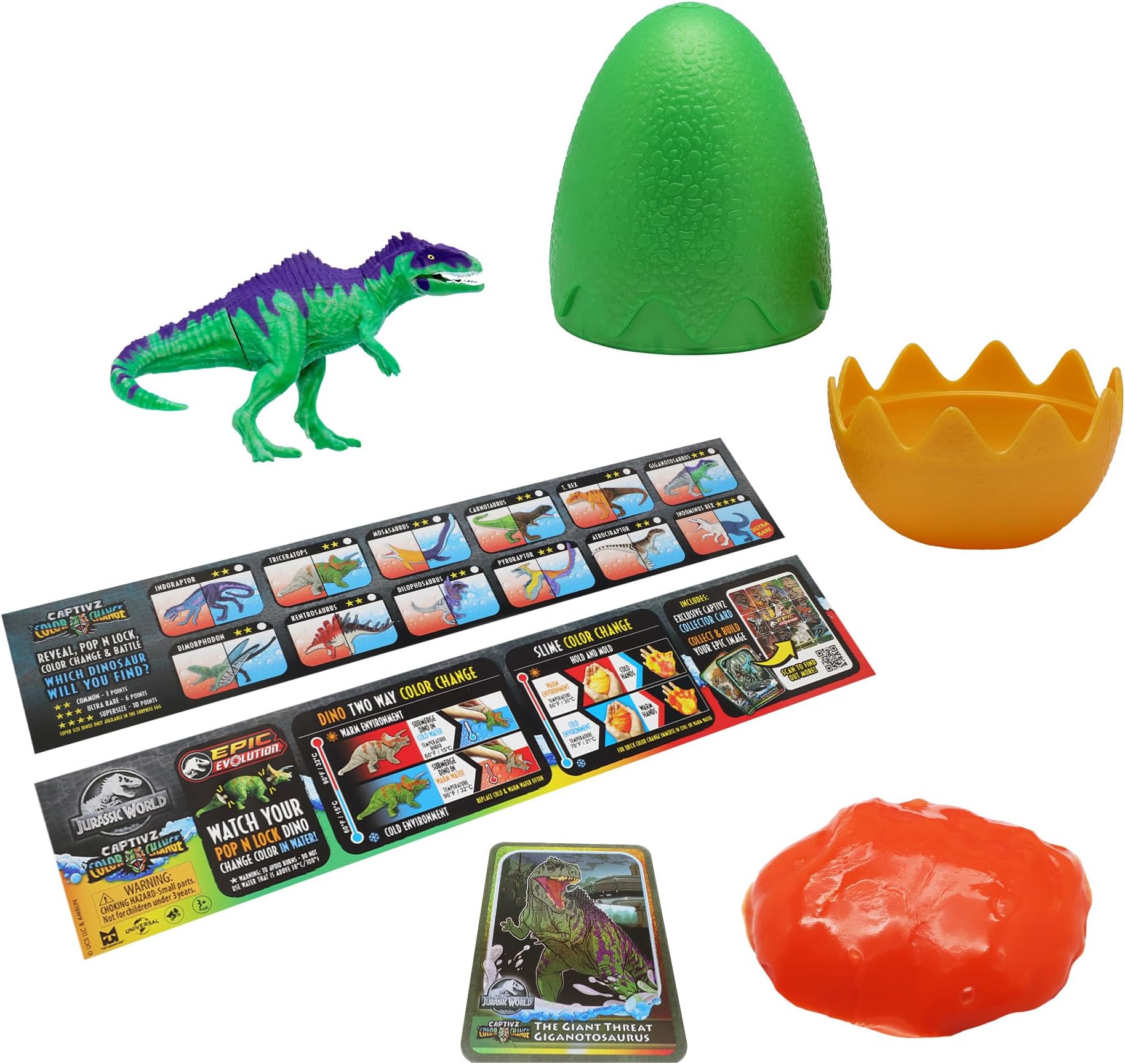 Jurassic World Captivz Colour Change Edition Slime Eggs With Buildable Dinosaur Toy And Slime, Ideal Present For Boys And Girls