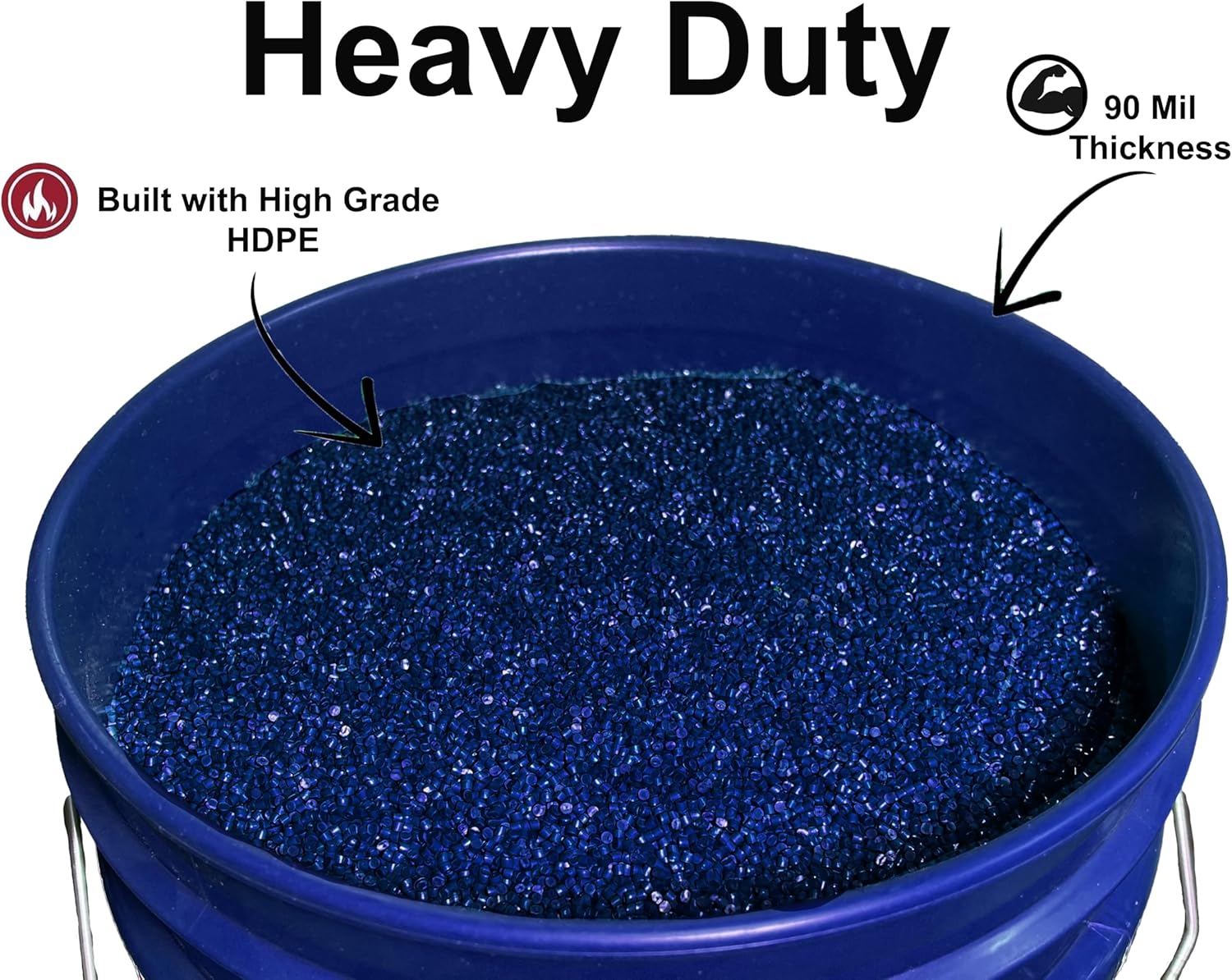 5-Gallon Bucket with Airtight Lid – Made in USA, Food Grade BPA Free Plastic, Heavy Duty Multi-Use, Metal Handle with Grip, Stackable Storage – Fina Blue, 1 Pack - Image 7