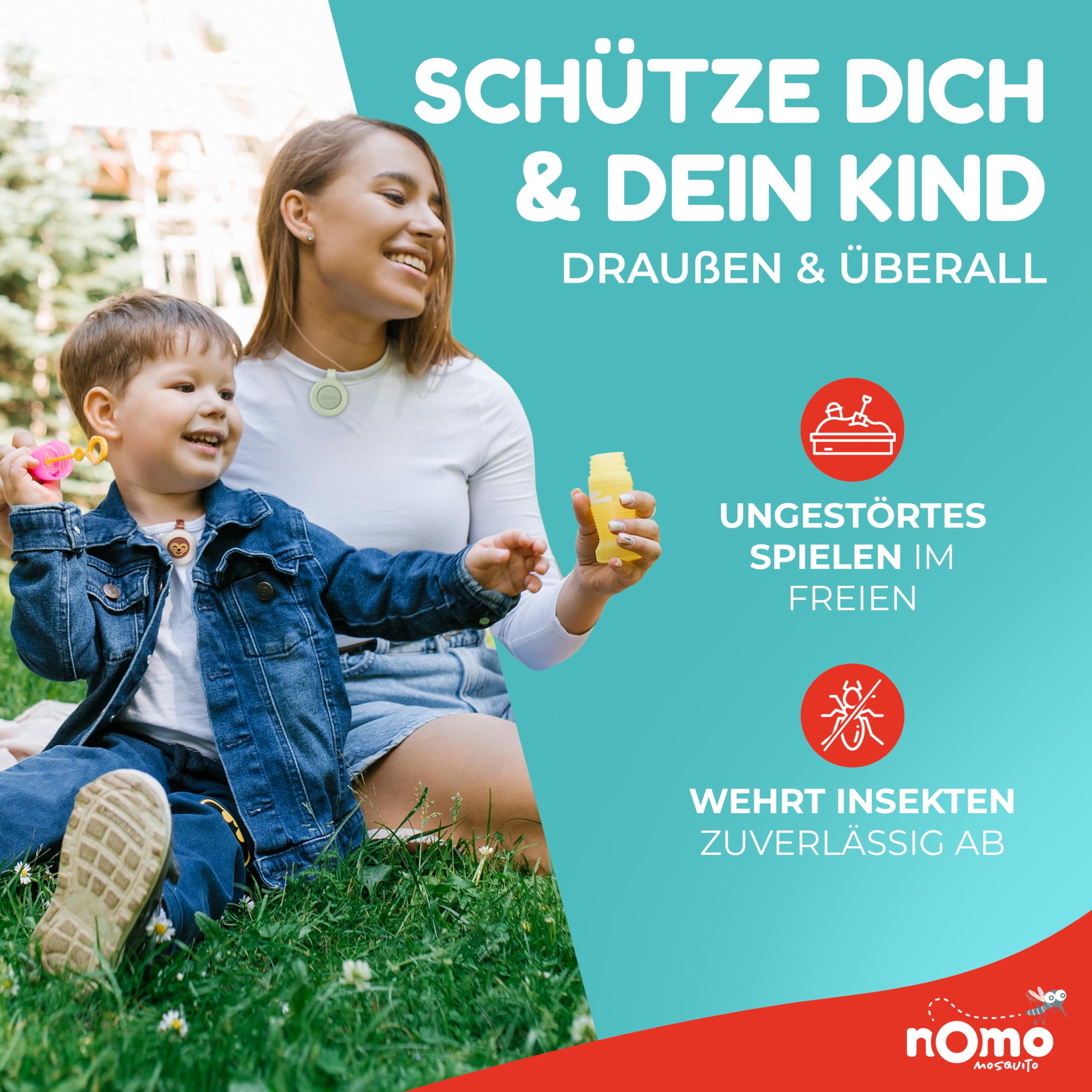Anti Mücken Clip • Rein pflanzlicher Mückenschutz für Baby & Kinder • Insektenschutz Clip gegen Mücken, Moskito & Insekten • 30 Tage Wirkung • BPA-frei & ohne DEET
