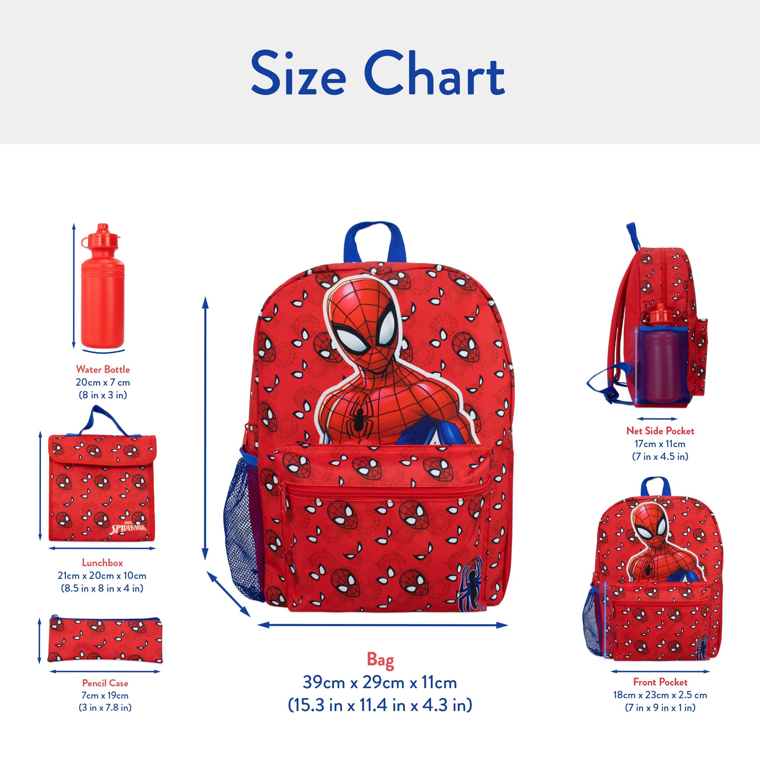 Marvel Schulranzen Rucksäcke, Lunchbag, Trinkflasche, Federmappe | Kinderrucksack Jungen | Rot