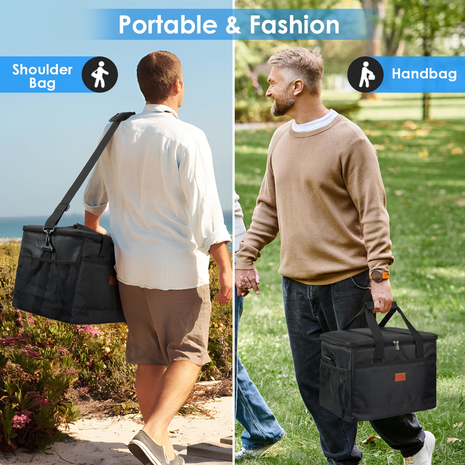 Grande borsa termica termica da 30 l, borsa termica da picnic, borsa termica per il pranzo, borsa termica impermeabile per campeggio, picnic, barbecue, viaggi e attività all'aperto in