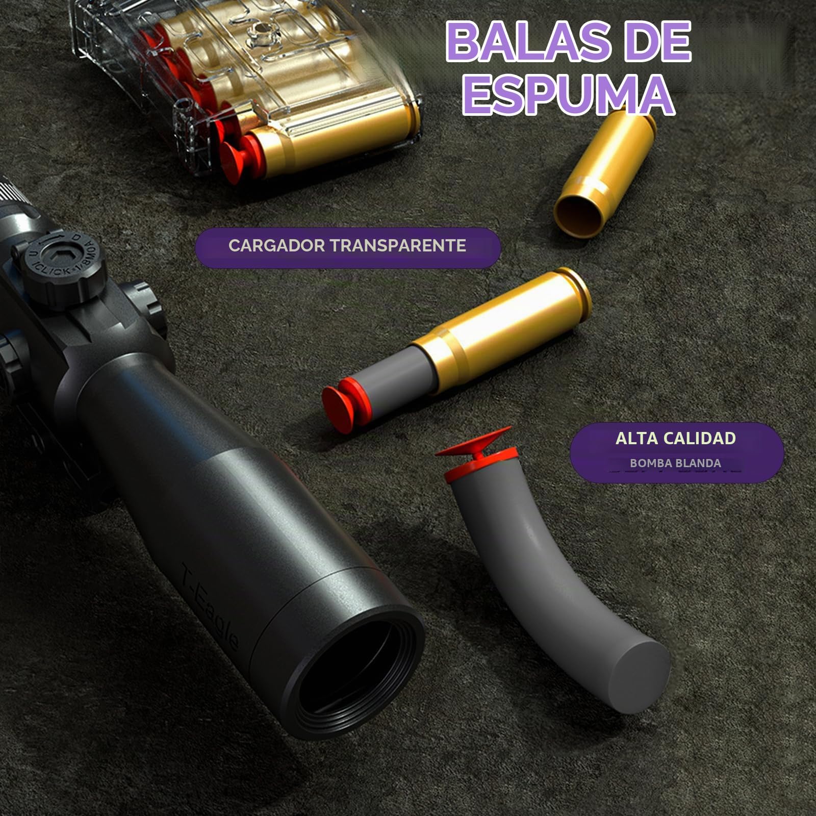 Pistola de Juguete para Niños, Pistola Juguete Que Cambia de Color, Pistola Blaster de Espuma, Pistolas de Juguete con Bala Blaster de Espuma Suave, 14+ Regalos para Niños