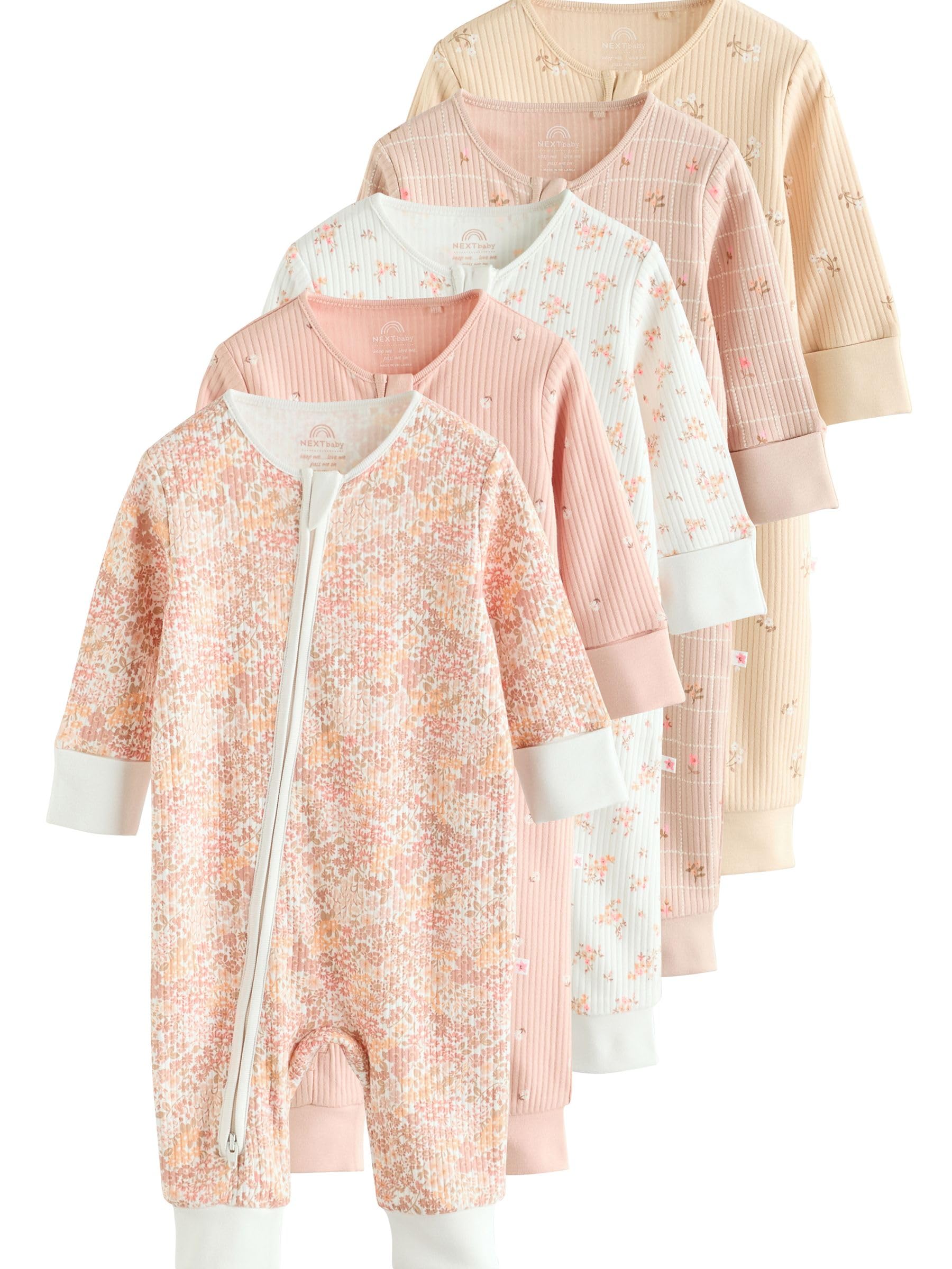 NEXT Baby Mädchen 5er-Pack Baby Schlafanzüge mit Zwei-Wege-RV