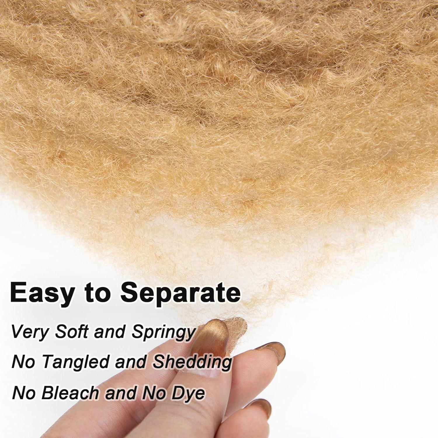 Afro Kinkys Bulk Hair for Dreadlock Extensions Repair Locs 12 Inch, Afro Twist Kinky Curly Hair Bulk for Braiding Twists Crochet Hair Braids Mini Twist 1 Pack 50 Gram Honey Blonde