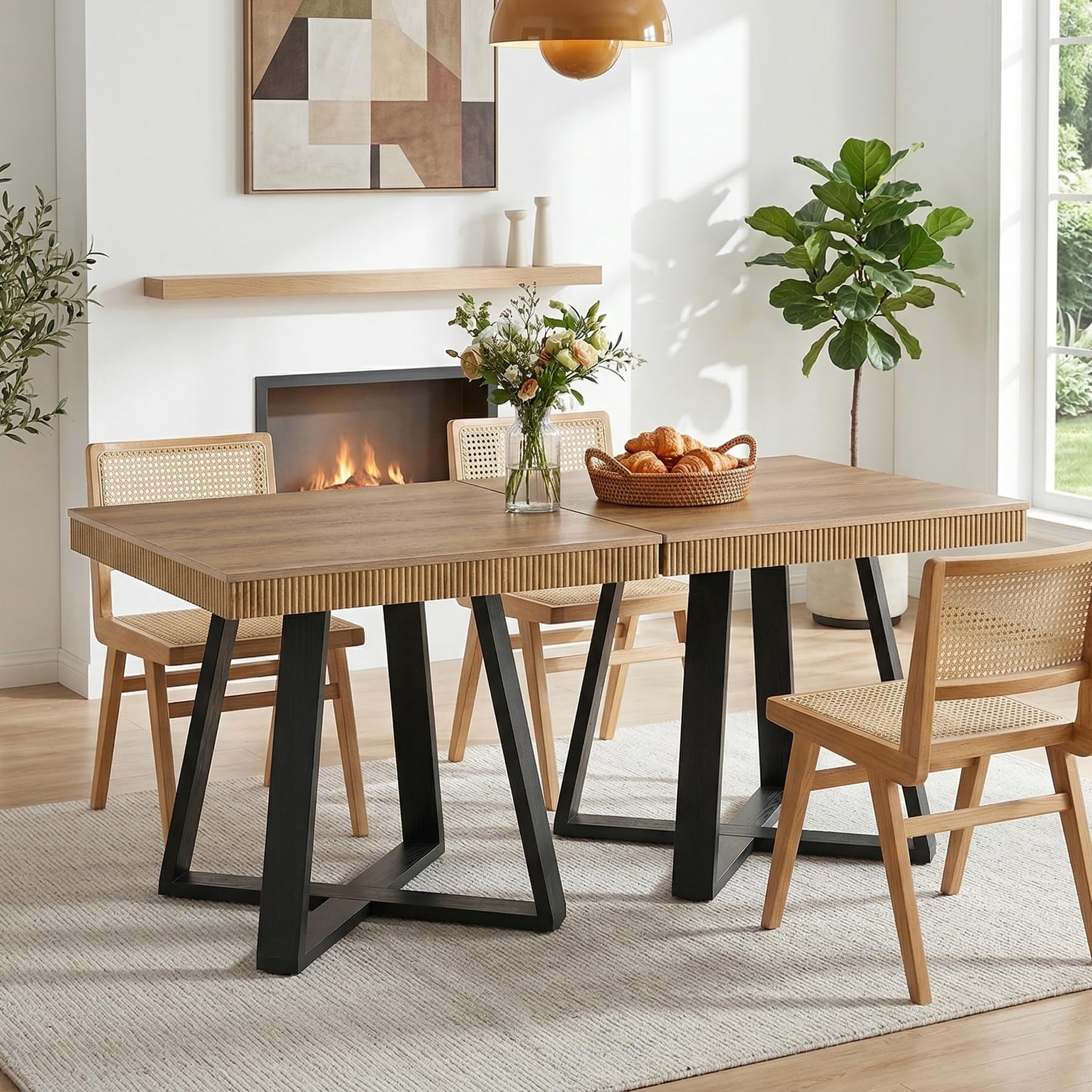 Tribesigns Lot de 2 tables à manger carrées de 80 cm pour 2 à 4 personnes, table de cuisine industrielle avec structure en X, table d'appoint pour appartement et coin petit-déjeuner, marron