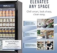 Vista 23 de PEAKCOLD+ 2-Door Upright Display Refrigerator - 25.7 Cubic Ft Energy Efficient Black Merchandiser Refrigerator With Glass Doors, White Interior &