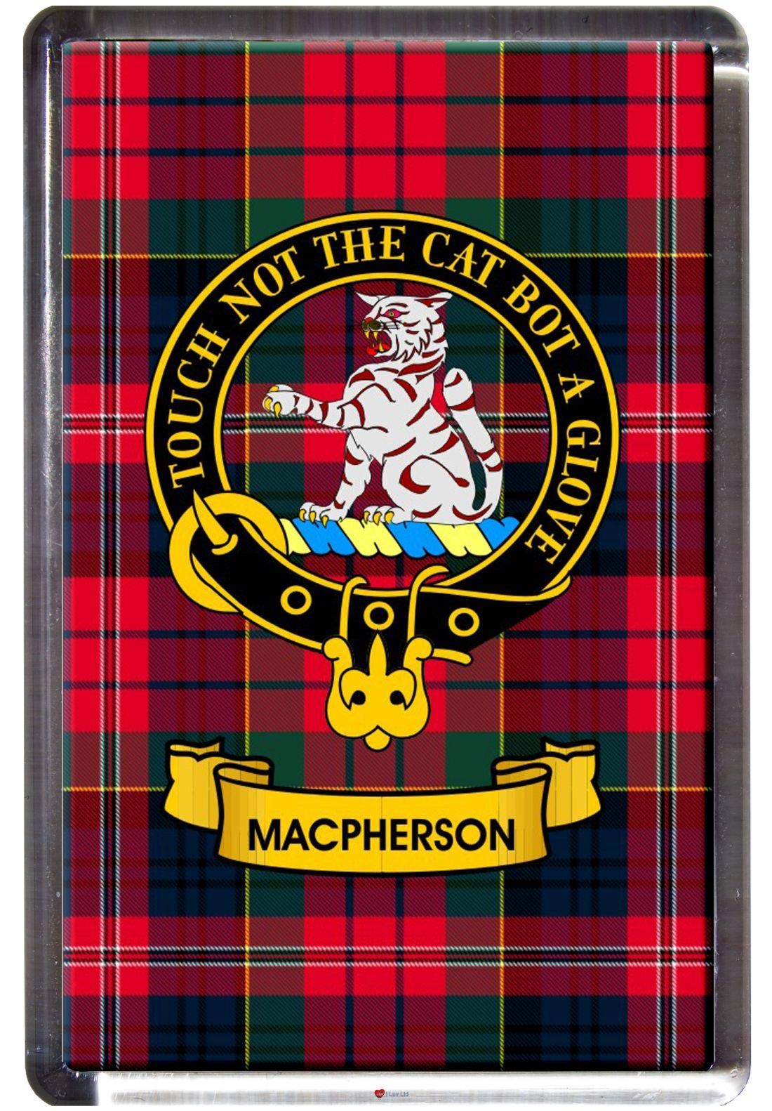 I Luv Ltd Macpherson Clan Tartan Fridge Magnet With Scottish Clan Crest On Clear Acrylic Base