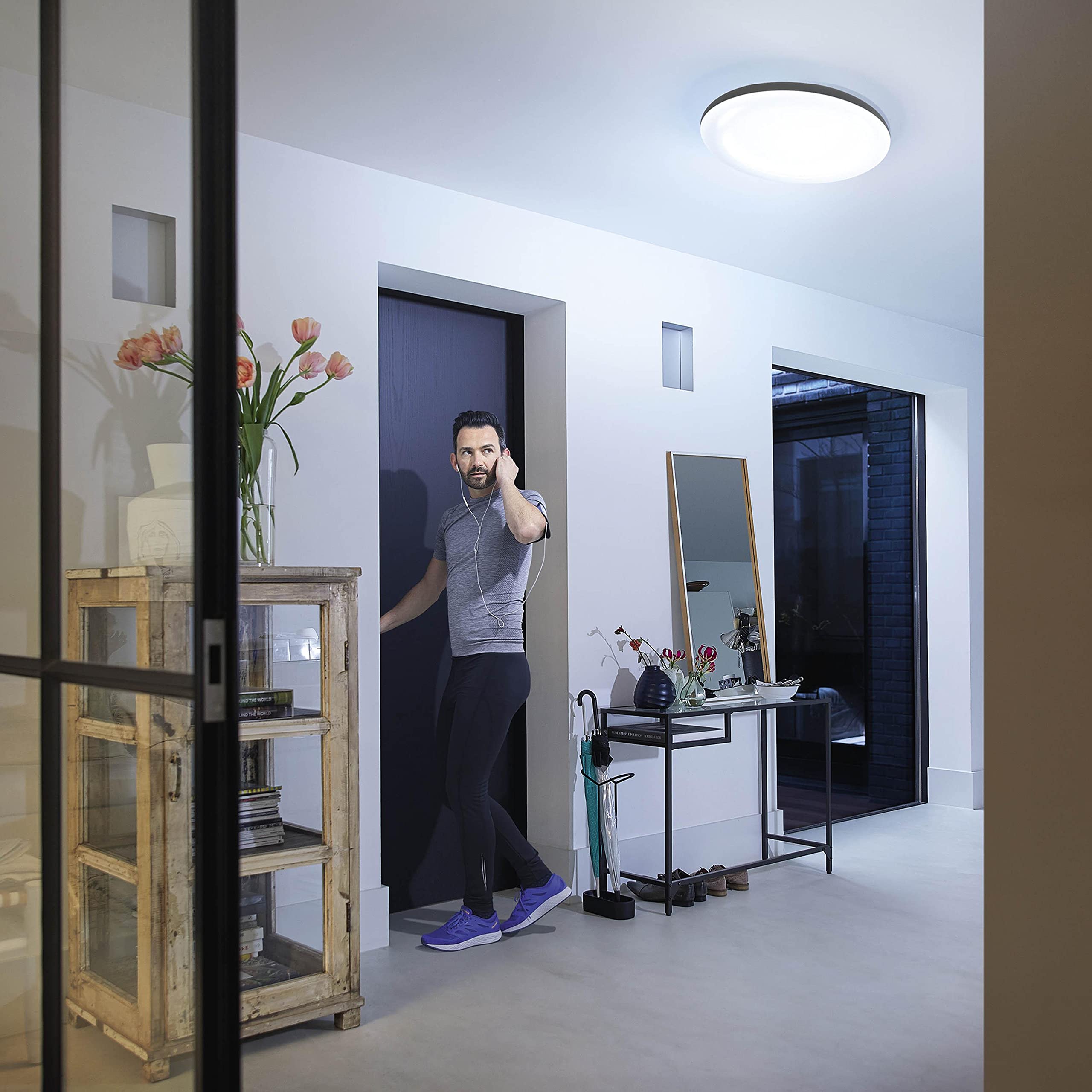 Philips Hue – Lámpara inteligente, Hue Cher, Plafón LED Inteligente, Luz Blanca de Cálida a Fría, Compatible con Alexa y Google Home, Color Negro