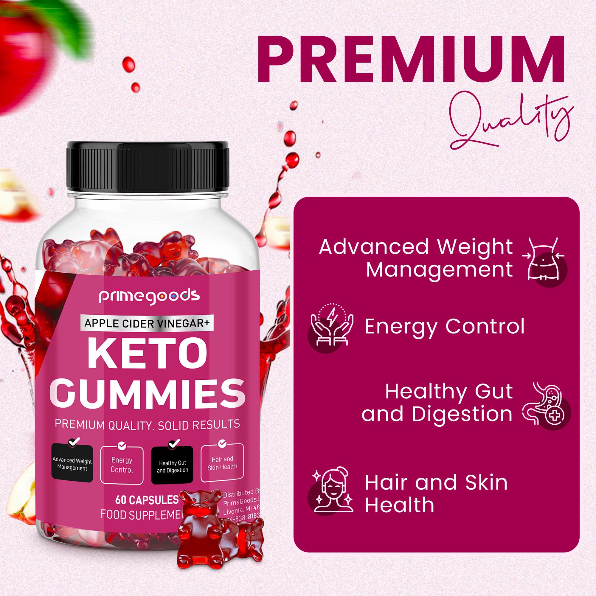 Keto ACV Gummies Advanced Weight Loss Formula-Apple Cider Vinegar gummies-1000mg avc with Vitamins B12 & B6- Weight Loss Gummies for Women and Men-Energy-Digestion-Natural-Pomegranite-Beetroot — Amazon image 5