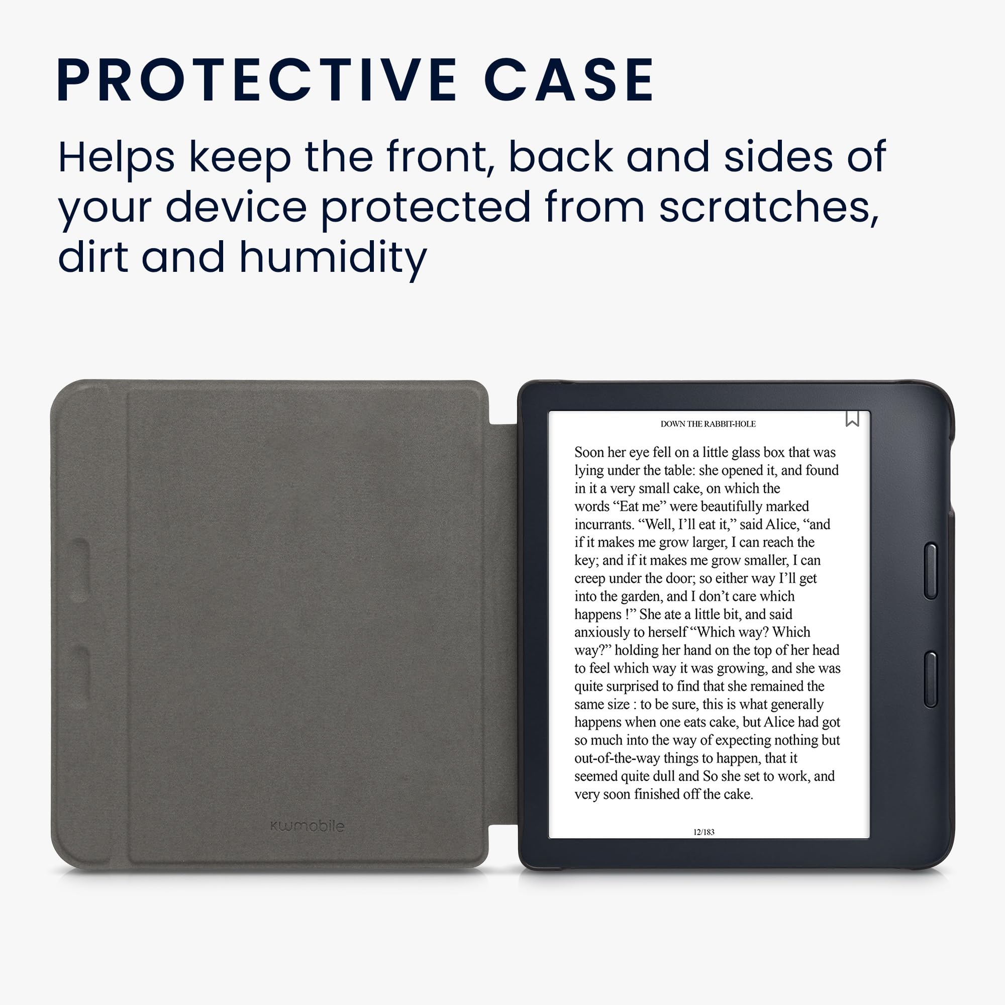kwmobile e-reader hoesje compatibel met Kindle Scribe (2022/2024) - Magneetsluiting - Ereader case - Meisje met boeken in zwart/beige