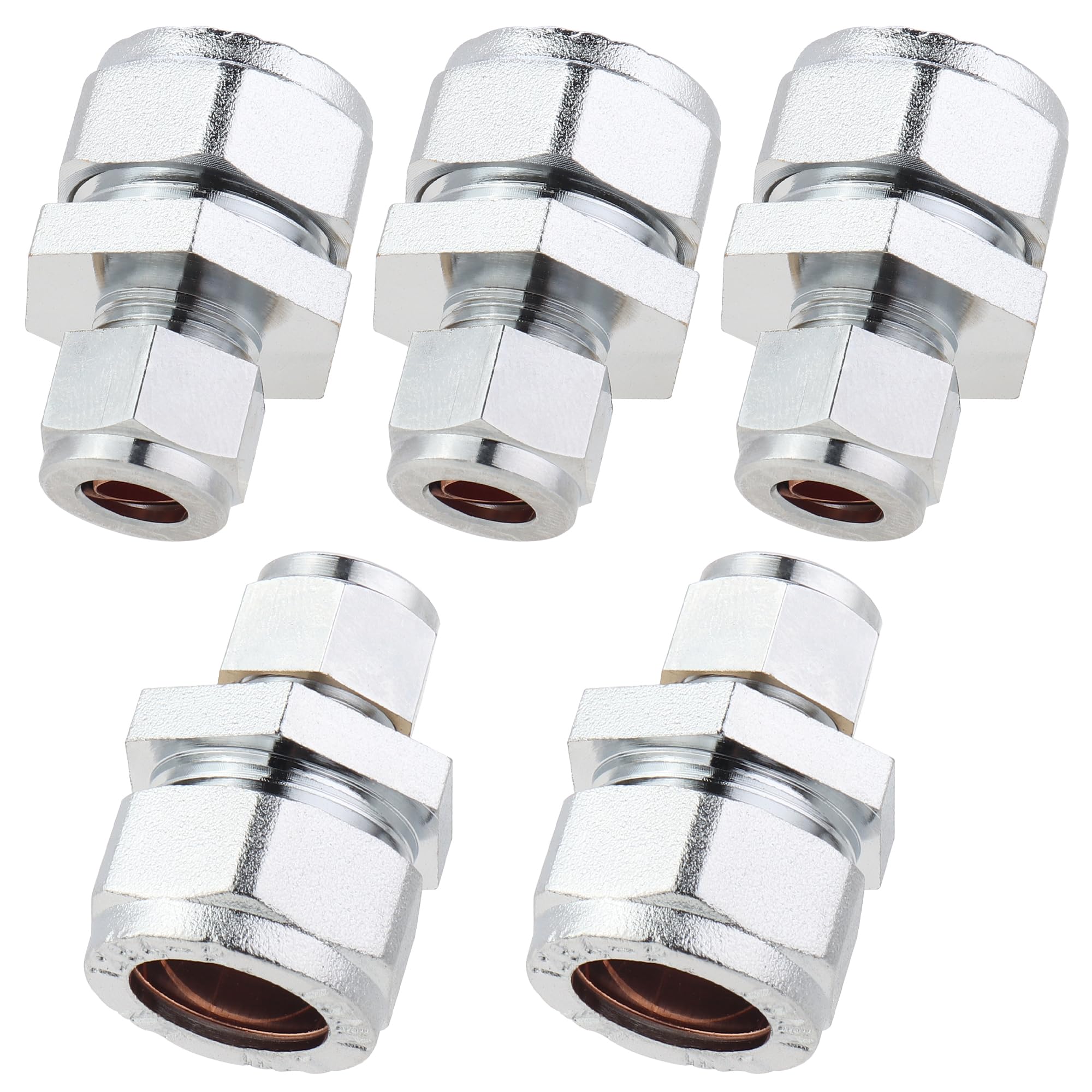 Ltwfitting Chrome Plated 15Mm Od X 8Mm Od Compression Reducing Union, Brass Compression Fitting(Pack Of 5)