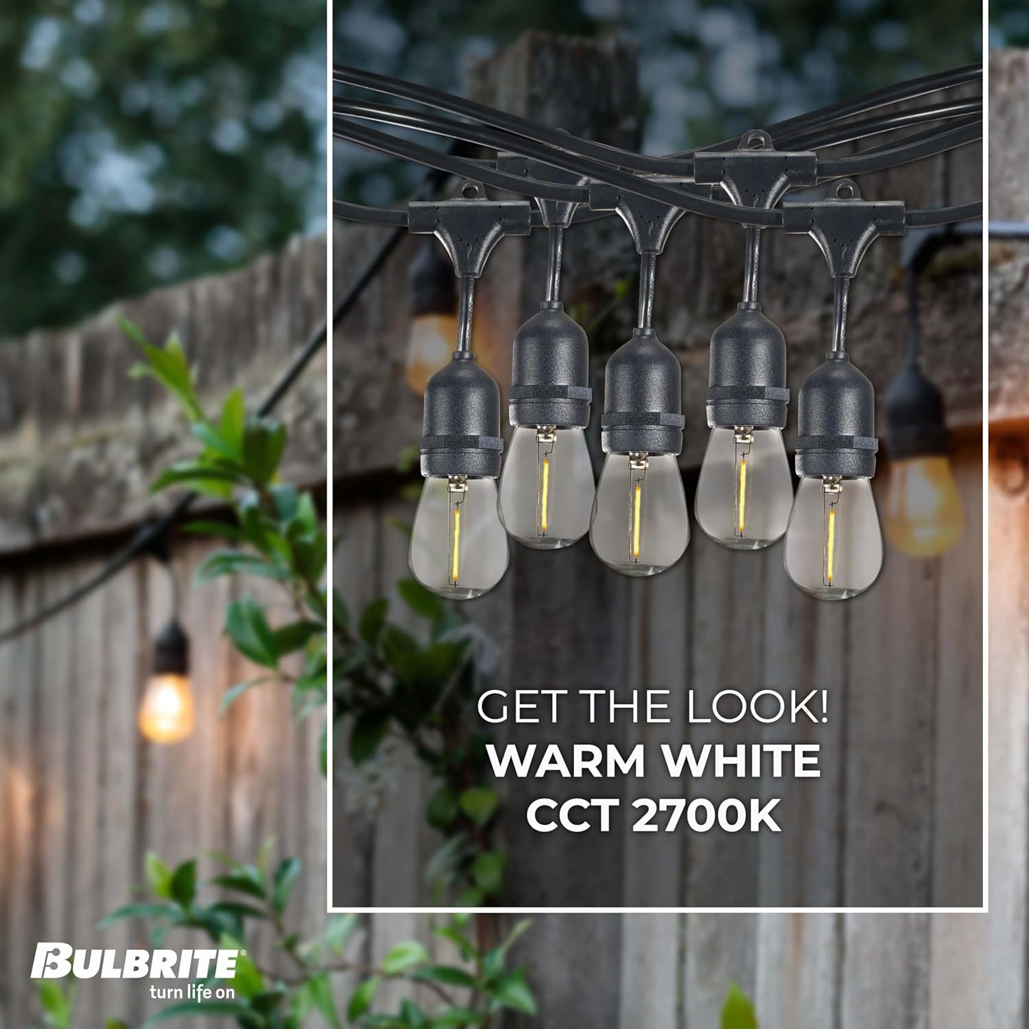 Bulbrite 14-Foot String Light Kit with Clear Shatter Resistant Vintage Style S14 LED Light Bulbs