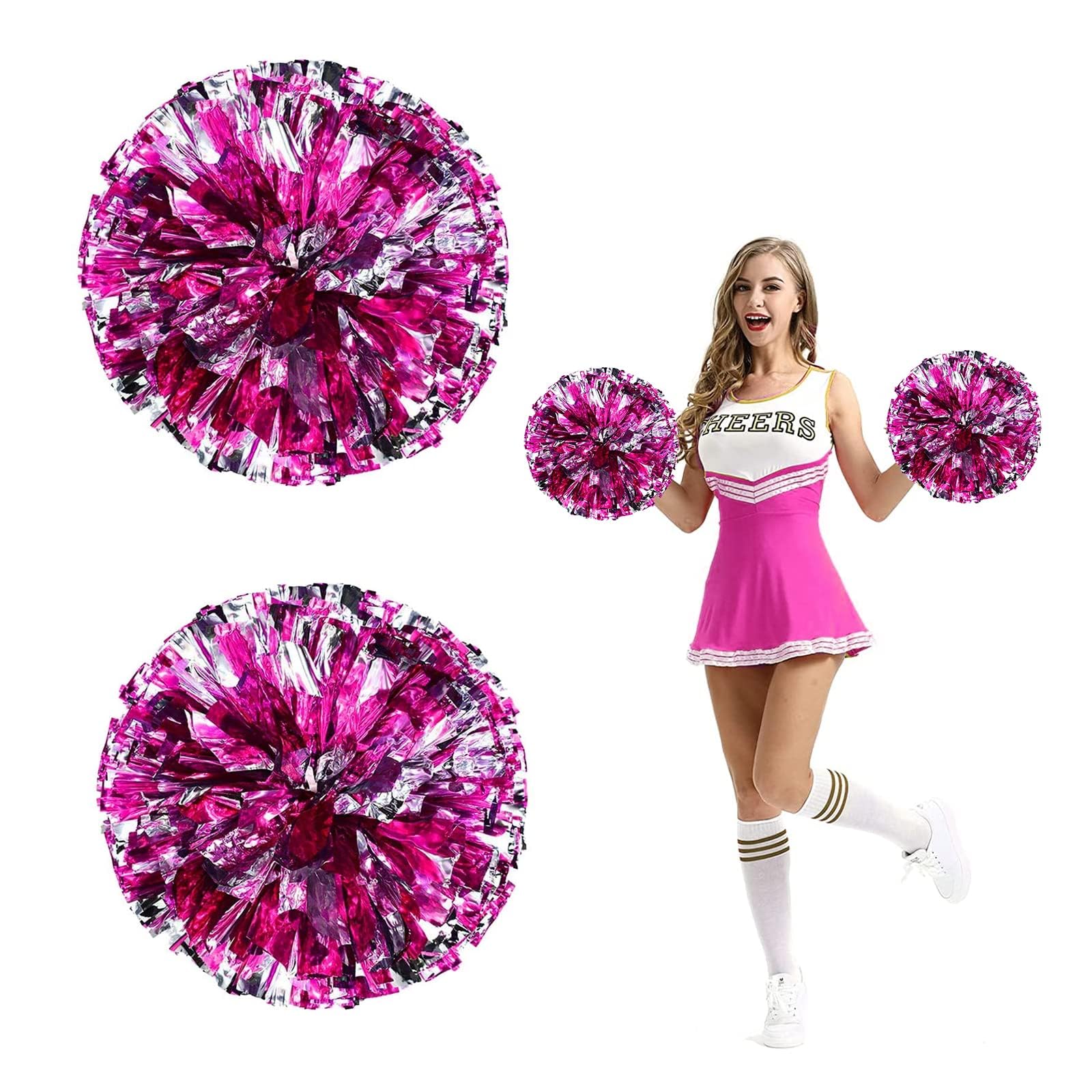 Pompones Animadora Pompones Metallic Cheers Pompones de Porristas 2 Piezas Pompones Deportivos Cheerleading Pompom Dance Pompom Sports Game Team Spirit Accesorios Porristas Pom — view 8