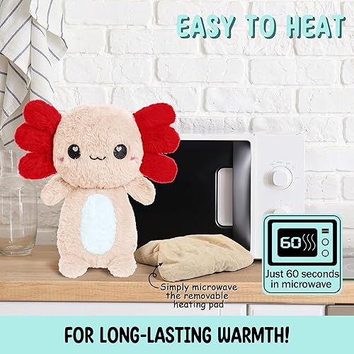 Miniatura 5 de Axolotl - Almohadilla térmica para microondas sin perfume de 1.5 libras para mujeres y niños, bonita almohada suave y acogedora de felpa calentable,