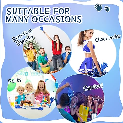 Vista 7 de 24 pinzas de mano color azul rey de 7.5 pulgadas para hacer ruido, regalos de fiesta, aplausos de plástico, eventos deportivos, pelota de animación