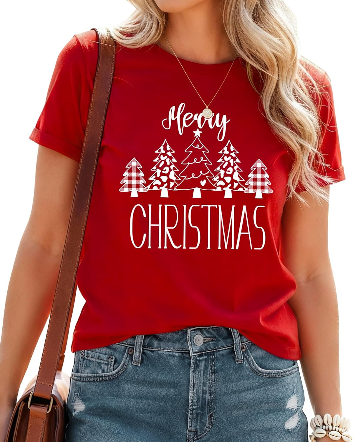 Christmas Graphic Tees for Women Merry Xmas Shirts Casual Funny Holiday T-Shirts Crew Neck Cute Santa Print Top