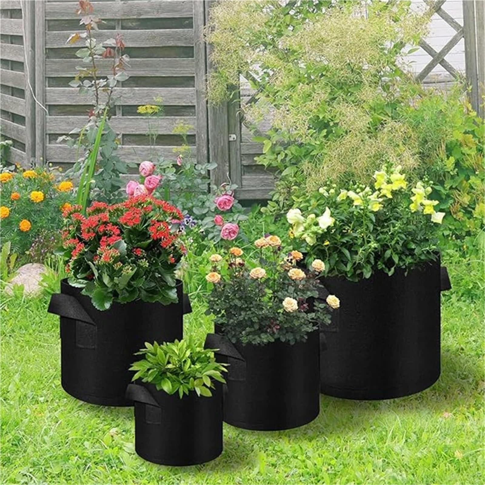 2 Stück 2–50 Gallonen Pflanzbeutel aus Filz, Kartoffel-Erdbeer-Pflanzbeutel, Garten-Gemüse-Sämling-Beutel, Kindergarten-Topf, Hausgarten-Werkzeuge für Balkon Terrasse Balkon(10 Gallon 40x30cm)