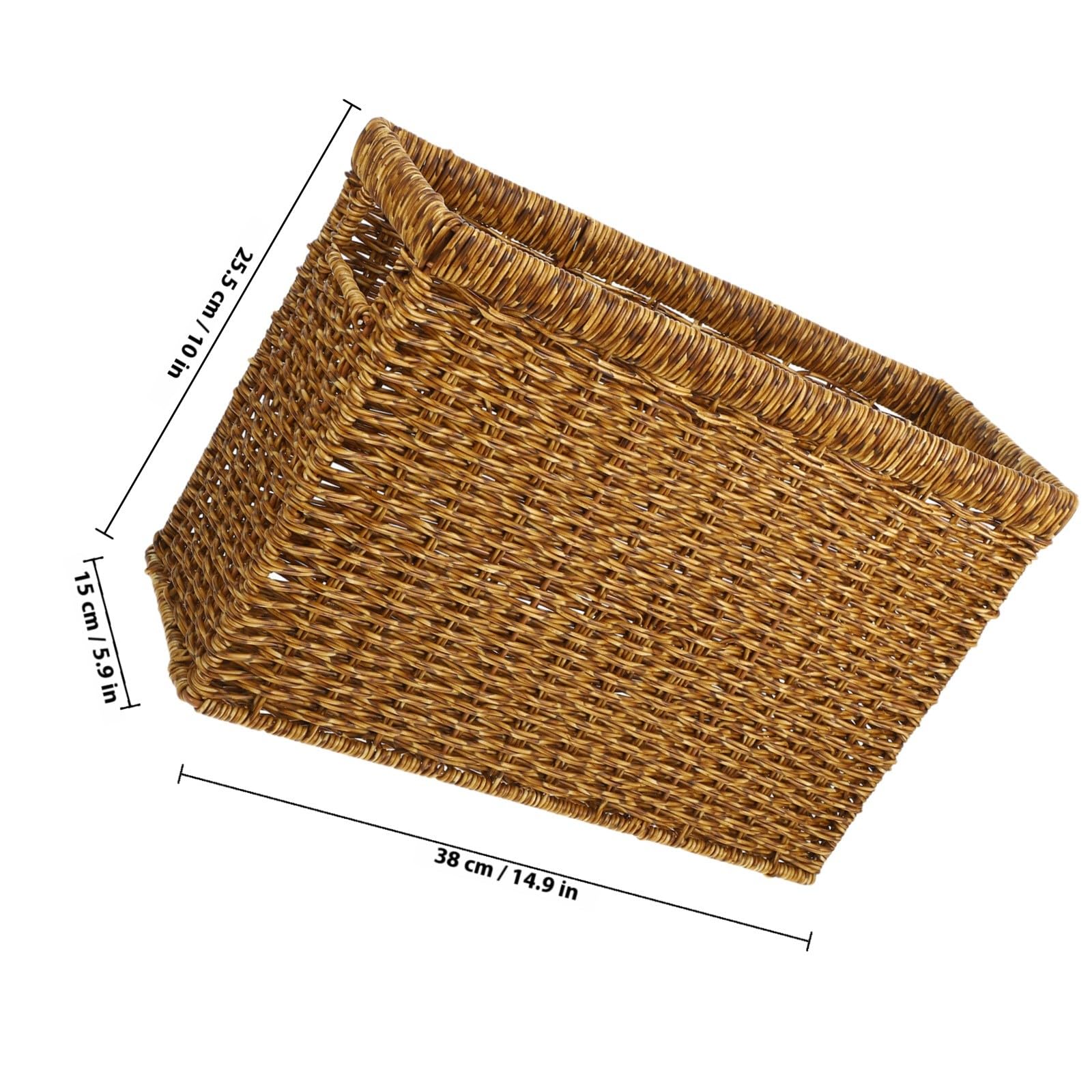 MAGICLULU Cesta Tejida con Asa Resistente y Ligera Organizador de Escritorio Multifuncional Cesta Pequeña de Plástico Ratán para Almacenamiento y Decoración del Hogar