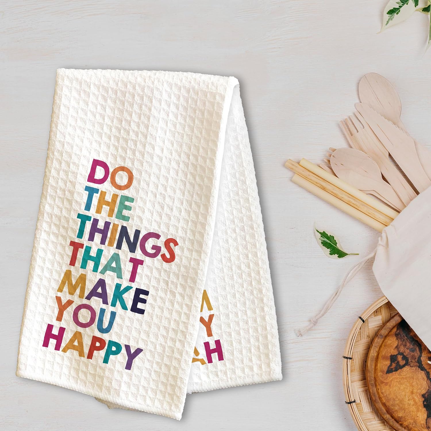 Colorful Kitchen Towels - Do The Things that Make You Happy - 16 x 24 Inches Kitchen Funny Hand Dish Towels - Decorative Absorbent Fast Drying Home Dishcloth - Gifts for Friends Family -A15 image 3