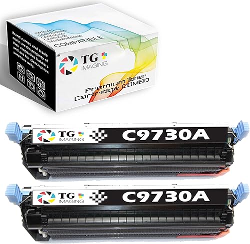 TG Imaging Repuesto compatible con HP 645A Cartucho de tóner C9730A HP645A (2 negros). Uso para impresora de tóner HP Color 5500DN 5500HDN 5500N