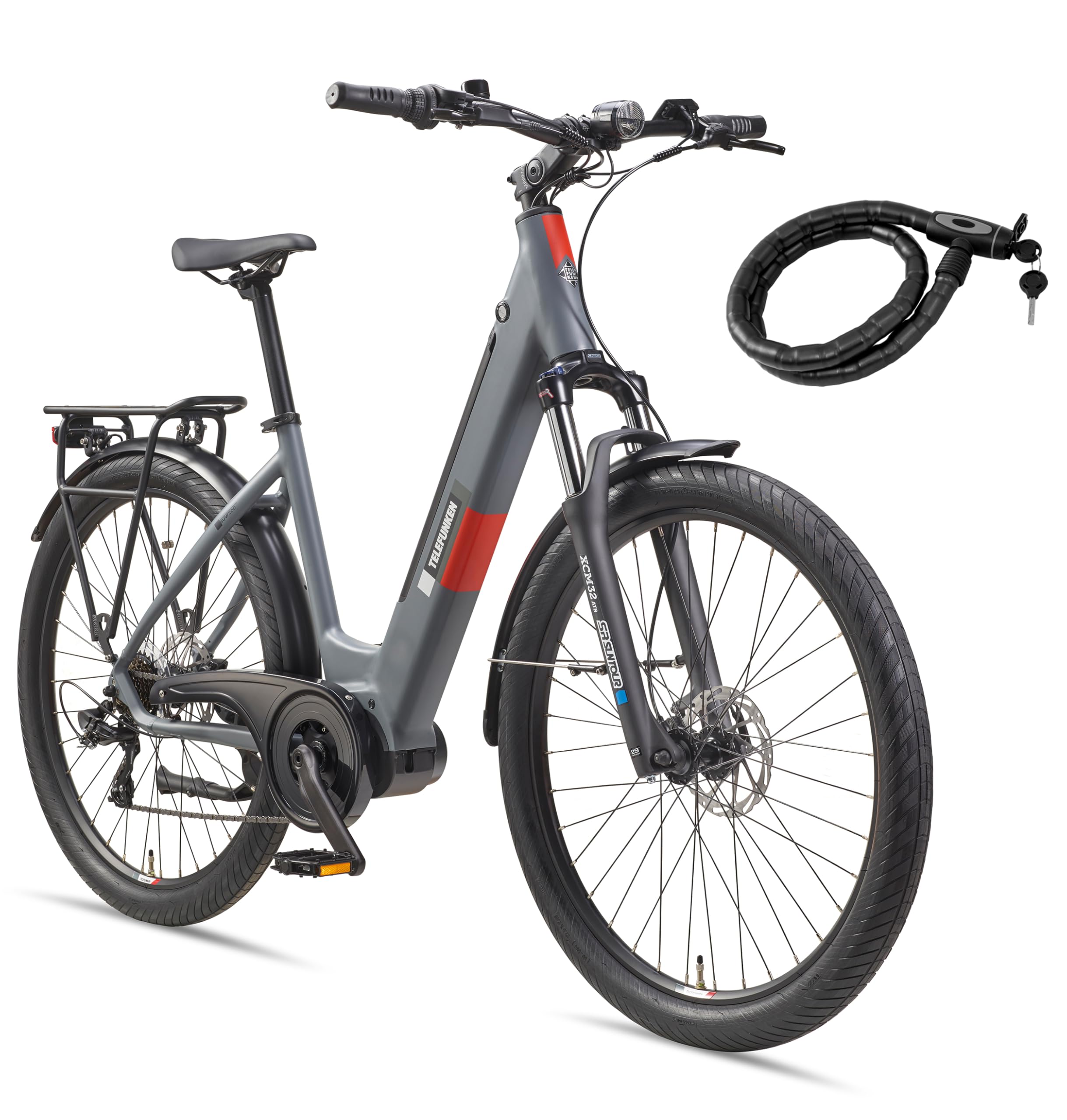 TELEFUNKEN Bicicletta elettrica da donna da 27,5 pollici con motore | Batteria agli ioni di litio da 468 Wh, cambio Shimano a 7 marce, portata 100 km, bicicletta elettrica con freni a disco